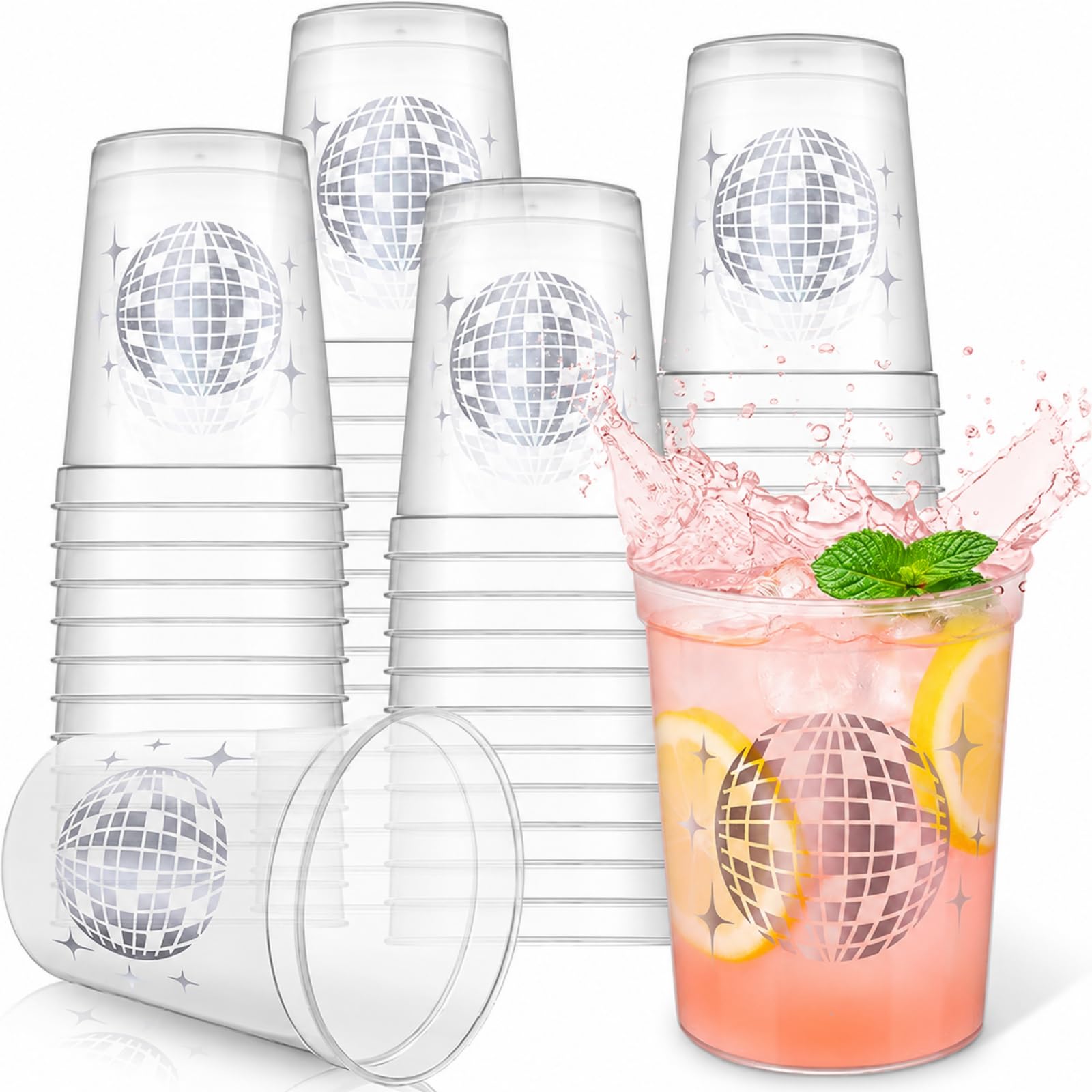 Uiifan 30 Pcs Disco Ball Cups Bachelorette Party Cups, Clear