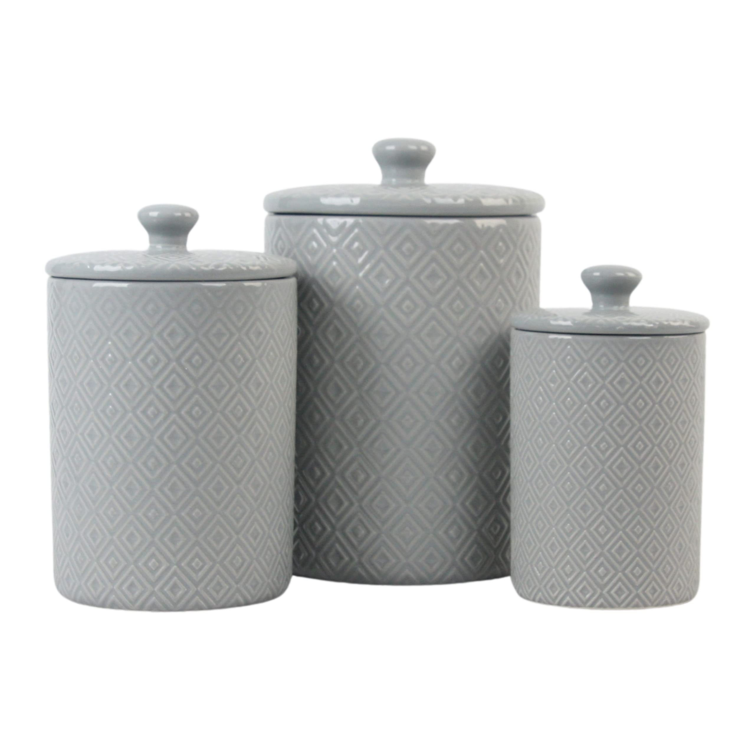10 Strawberry Street Diamond 3 Piece Canister Set, Gray