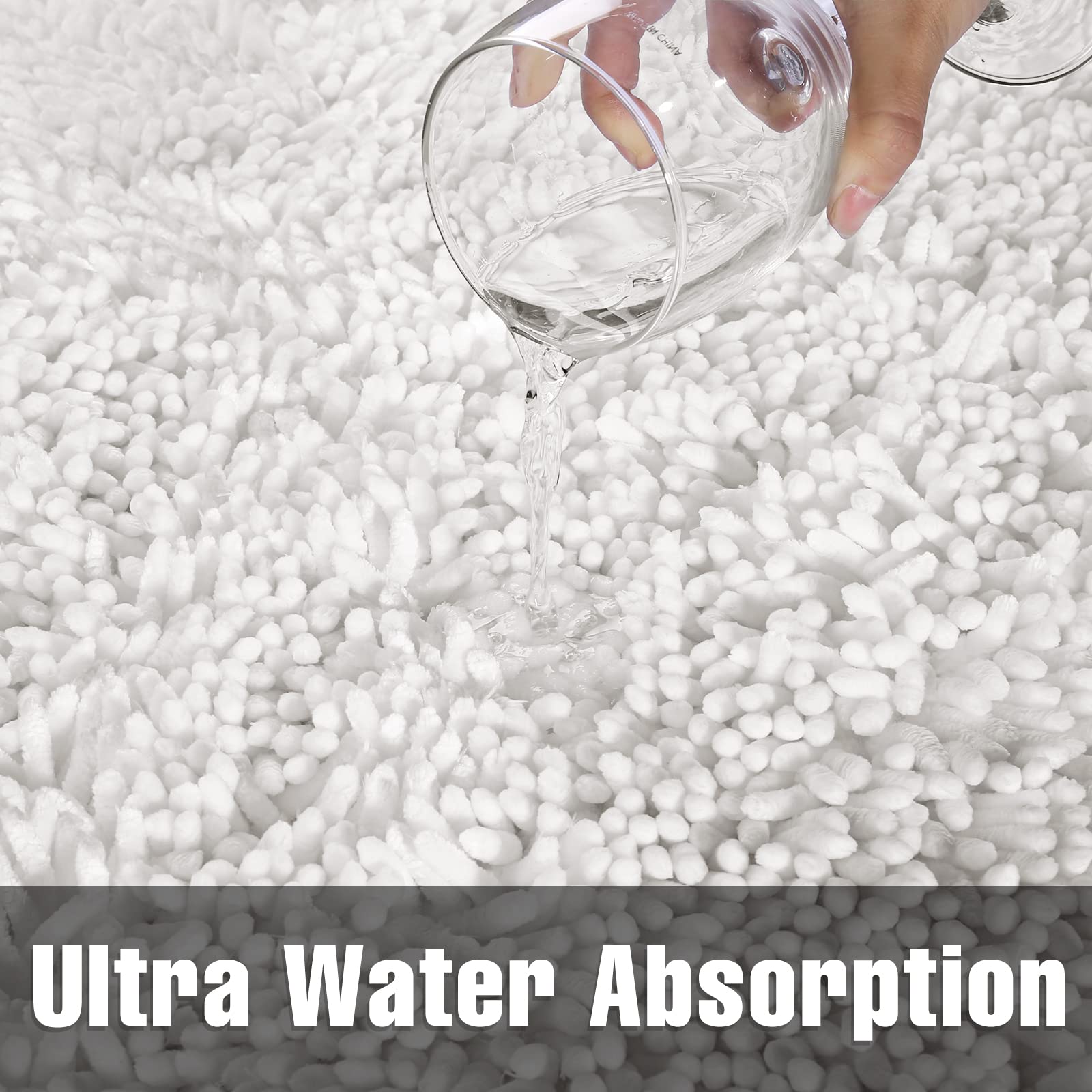 Yimobra Long Chenille Bathroom Rug Mat 44.1 X 24, Soft Comfortable Non-Slip Large Size Bath Mat, Super Absorbent, Machine Washab