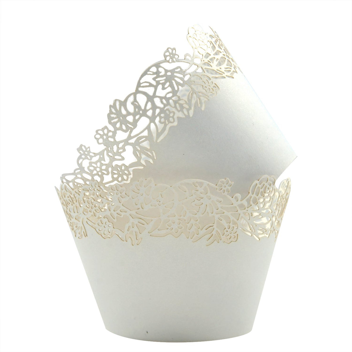 Cupcake Wrappers Pack Of 50 White Filigree Artistic Bake Cake Paper Cups Little Vine Lace Laser Cut Liner Baking Cup Muffin Case