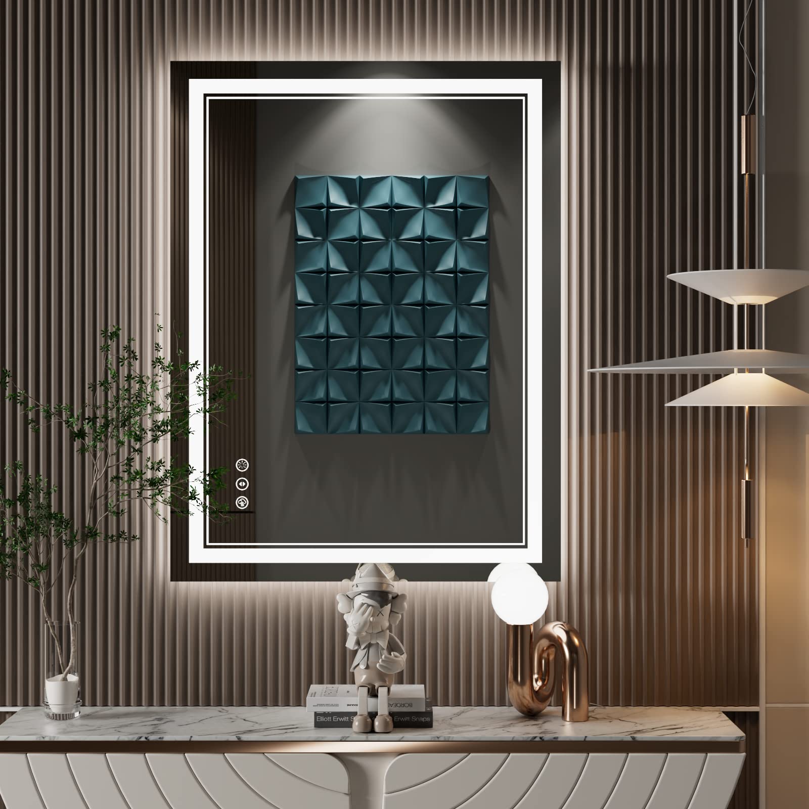 Istripmf 24X32 Inch Led Bathroom Mirror With Lights, Front Light And Backlit Anti-Fog Dimmable Memory Lighted Vanity Mirror, Sha