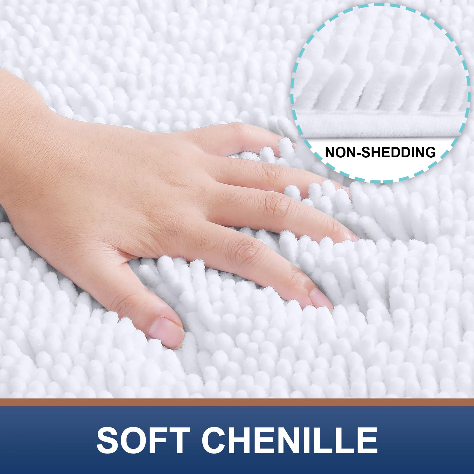 Smiry Luxury Chenille Bathroom Rugs 44X24, Extra Soft And Absorbent Shaggy Bath Mat, Machine Washable, Non-Slip Plush Carpet Run