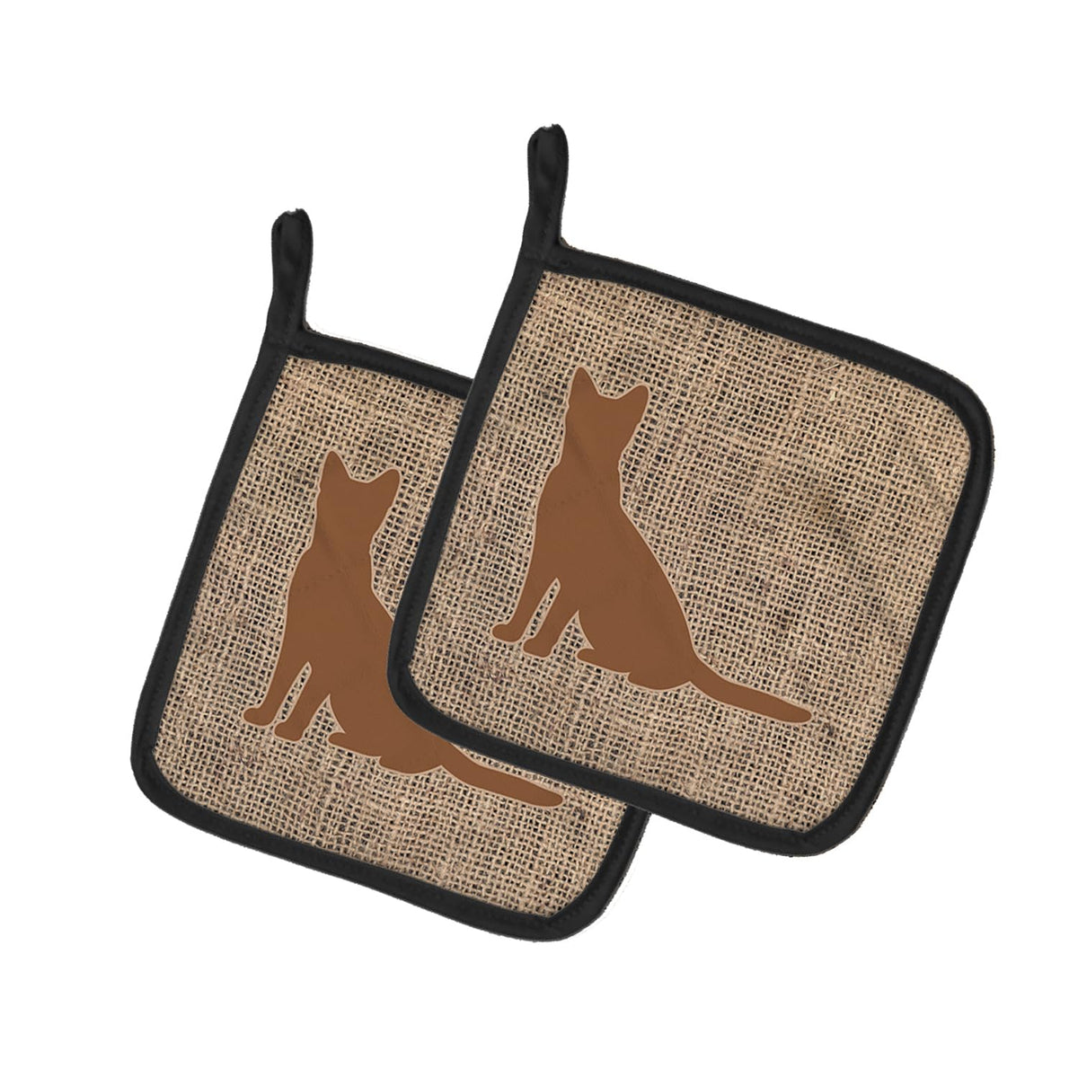 Caroline'S Treasures Bb1071-Bl-Bn-Pthd Cat Burlap And Brown Bb1071 Pair Of Pot Holders Kitchen Heat Resistant Pot Holders Sets O