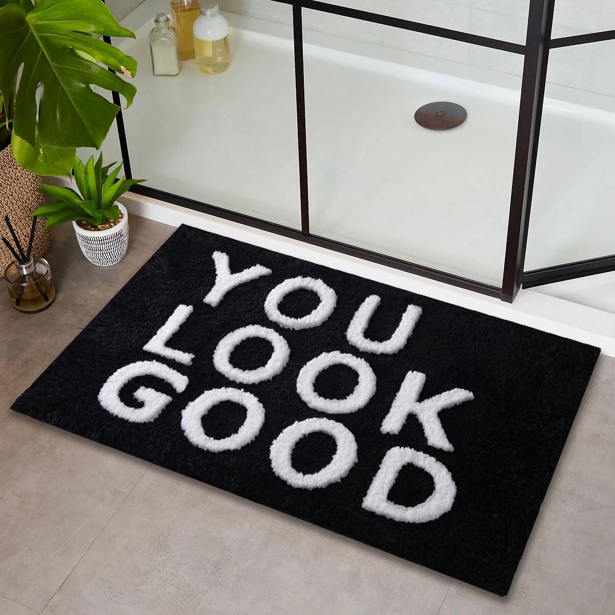Urtlmaji You Look Good Bath Mat Black And White Bathroom Rugs Cute Bath Rugs Non Slip Microfiber Plush Funny Preppy Small Cool R
