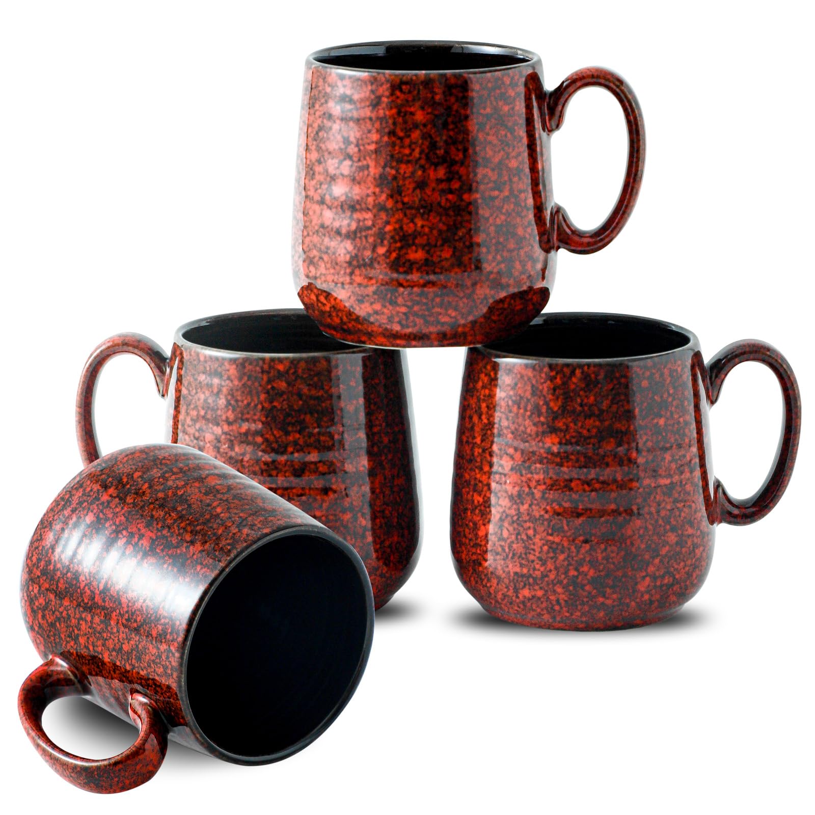 Hasense Ceramic Coffee Mugs Set of 4, 10 oz Small Coffee Cups, Porcelain Mugs with Handle for Espresso, Tea, Milk and Cocoa, Fun