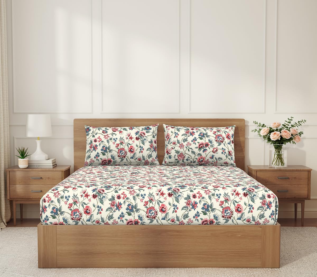Welspun Arlo Microfiber Double Bedsheet with 2 Pillow Covers, 220x240 cm Double Bed Sheet, Soft Breathable Fabric, Fade Resistan