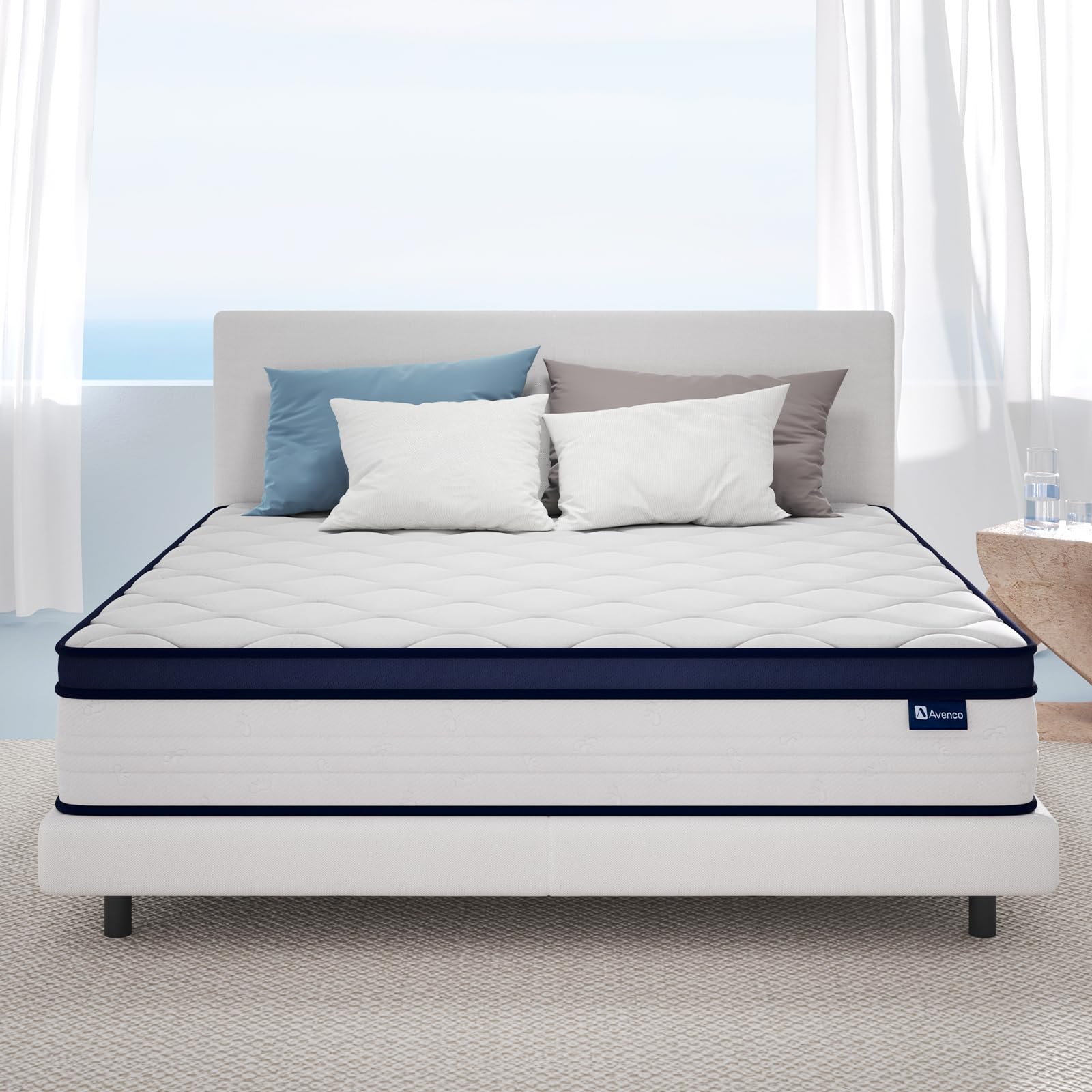 Avenco 10 Inch King Mattress, Individual Pocket Spring King Size Mattresses For Pressure Relief & Motion Isolation, Certipur-Us 