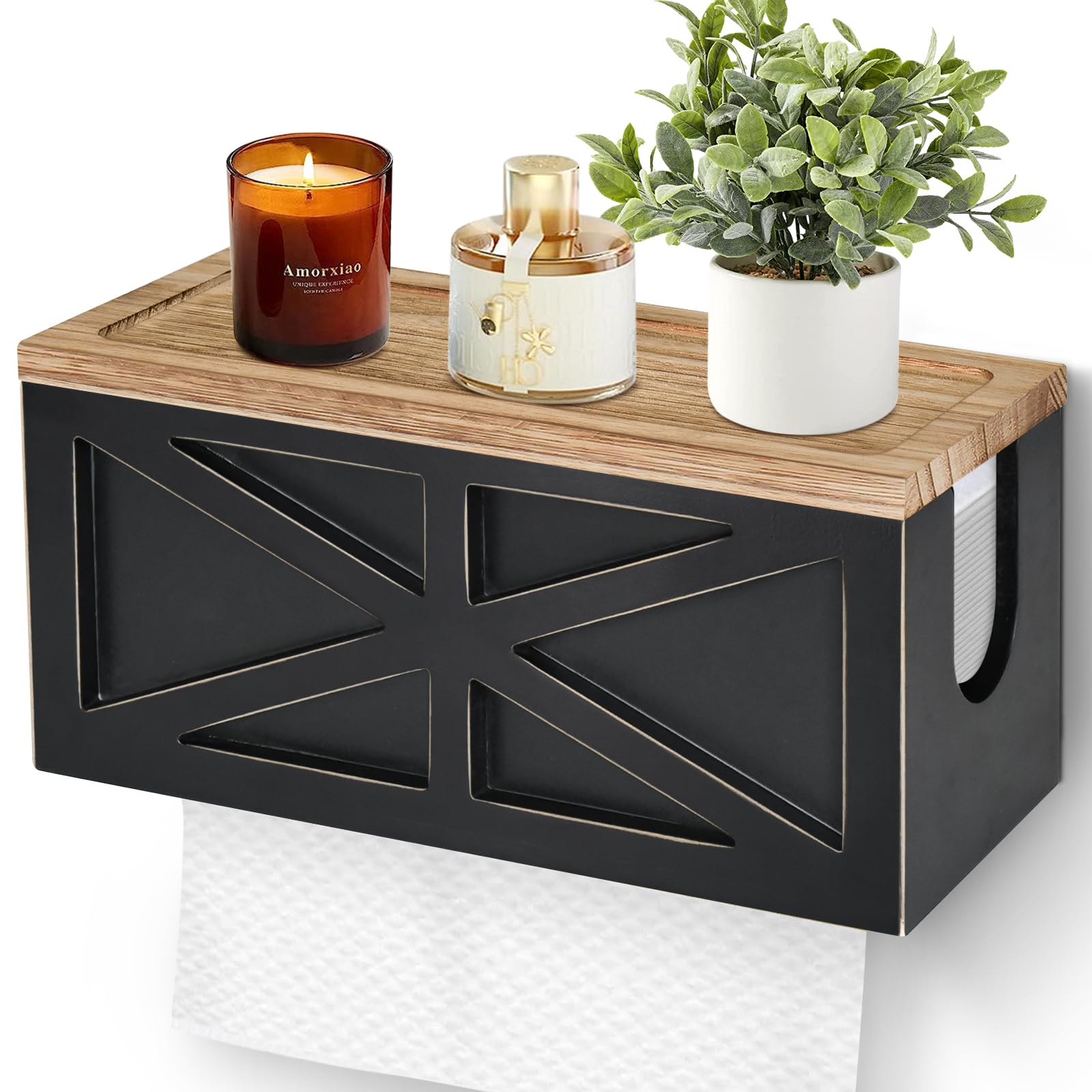 Paper Towel Dispenser Wall Mount, Paper Towel Holder Wall Mounted With Lid, Solid Wood Commercial C-Fold, Z-Fold, Trifold Hand P