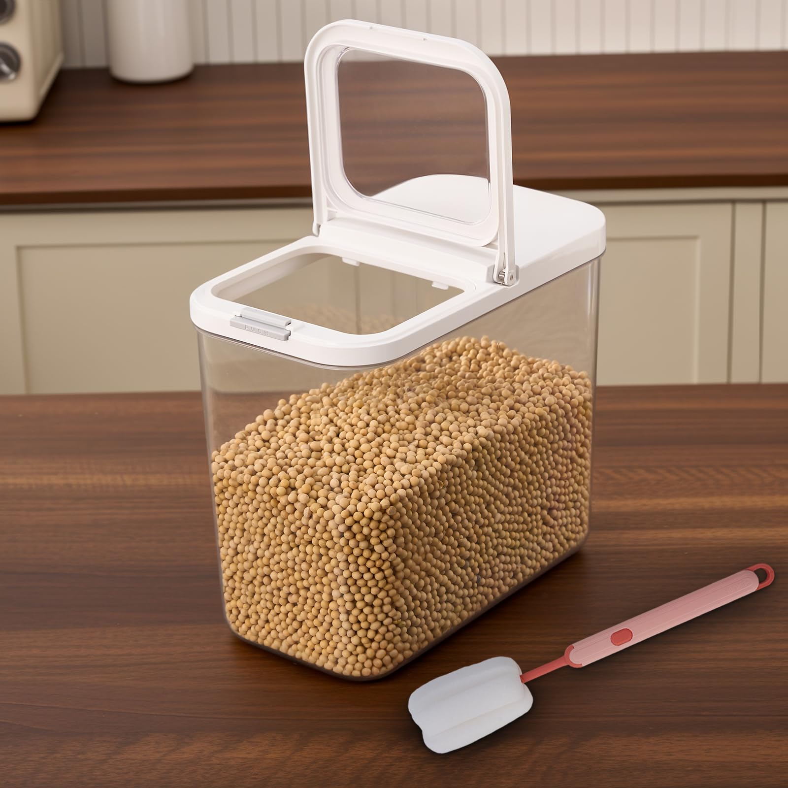 HKAWAY Rice Dispenser 2025 lbs with Measuring Spoon  Large Airtight Storage Container for Rice, Flour, Cereal  11.4Qt/12L BPA