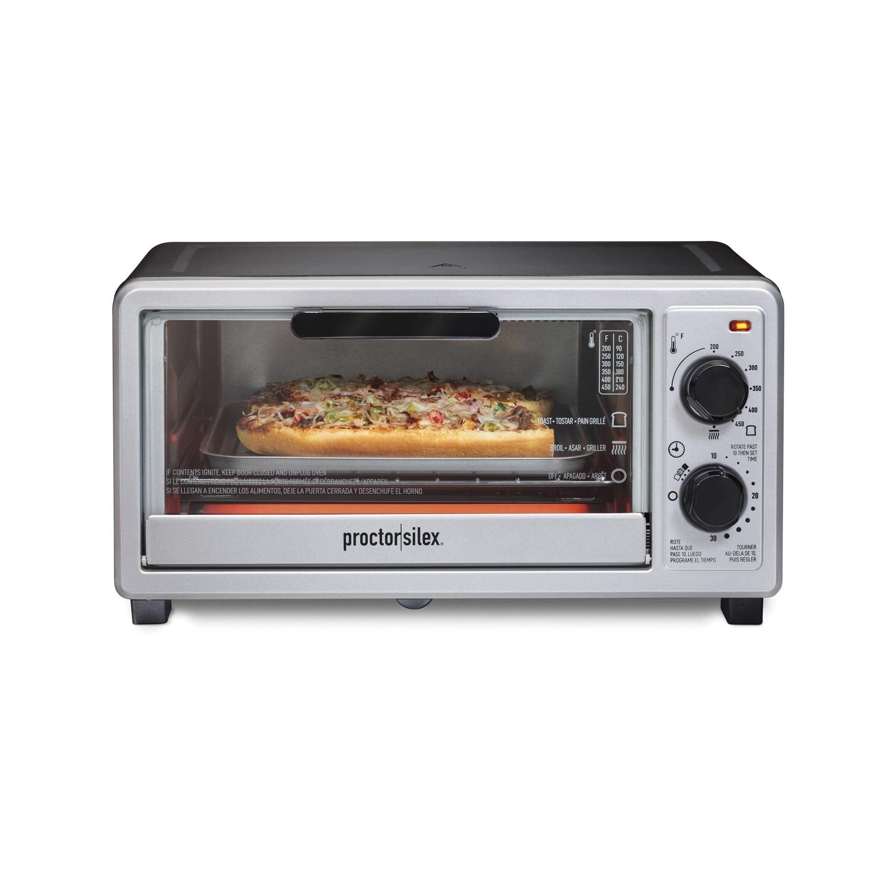Proctor Silex 4 Slice Countertop Toaster Oven, Multi-Function With Bake, Toast And Broiler, 1100 Watts, 30 Min Timer And Auto-Sh