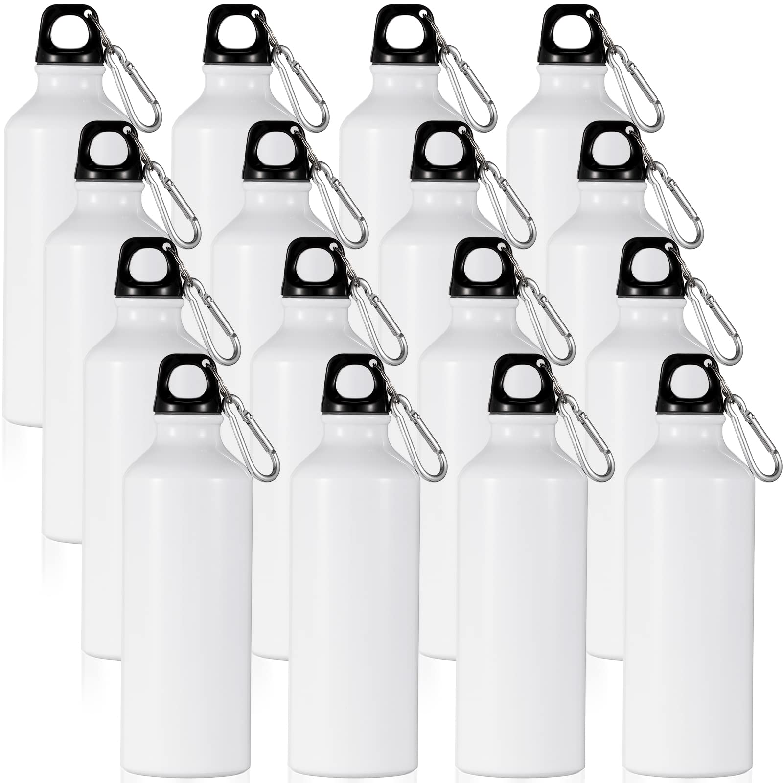 Gandeer 16 Pcs Aluminum Water Bottles Bulk, 17 oz Leak Proof, White