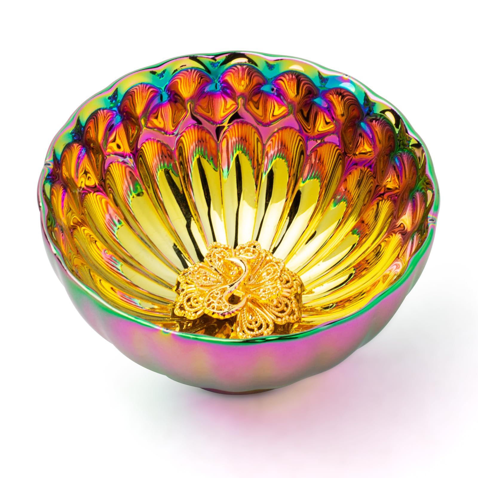 Hohcna Jianzhan Tenmoku Tea Cup With Golden Peacock, 3D Chinese Kungfu Tea Cup Porcelain Master Teacup - 5 Oz