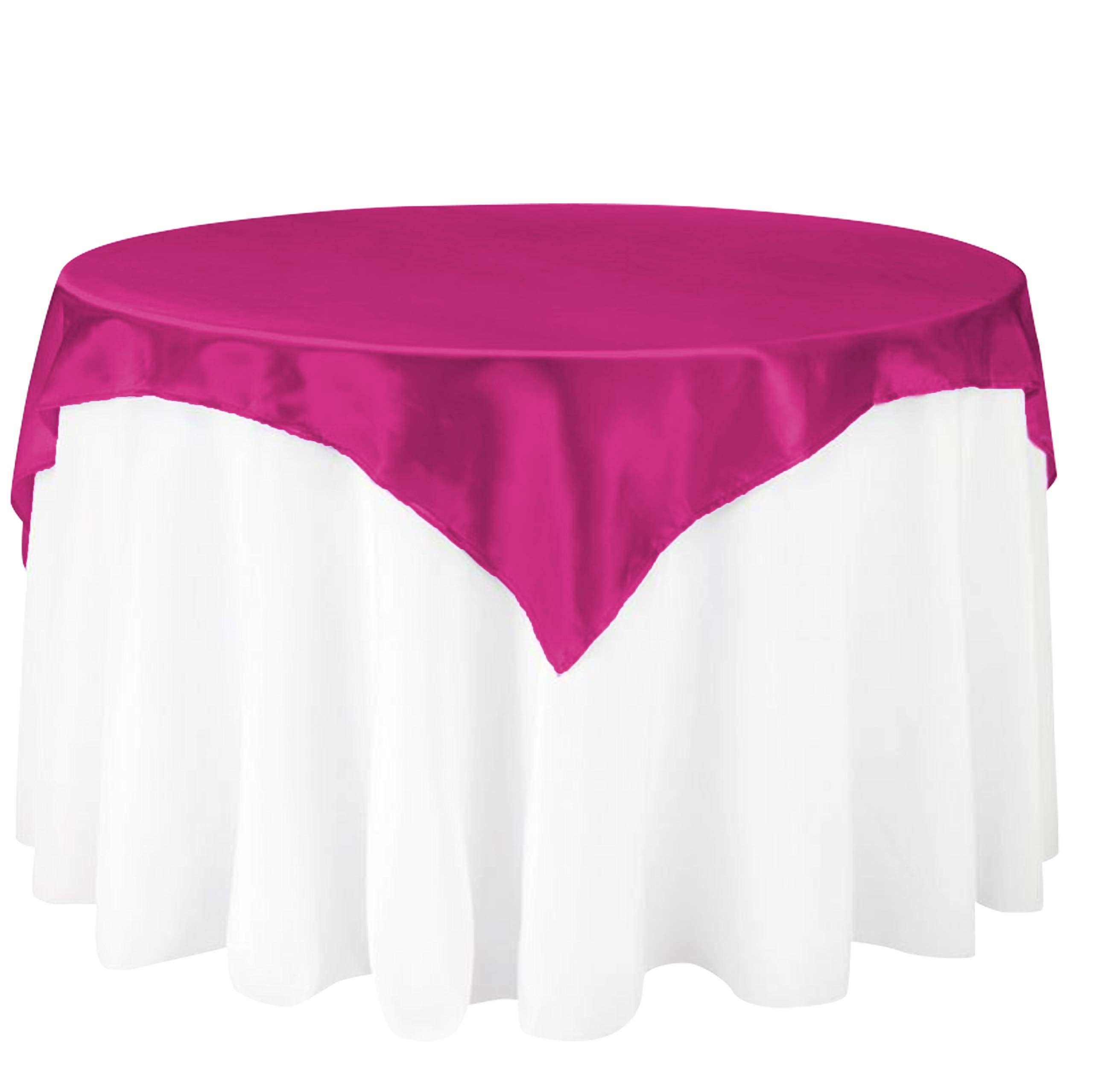 Linentablecloth 60-Inch Square Satin Overlay Fuchsia
