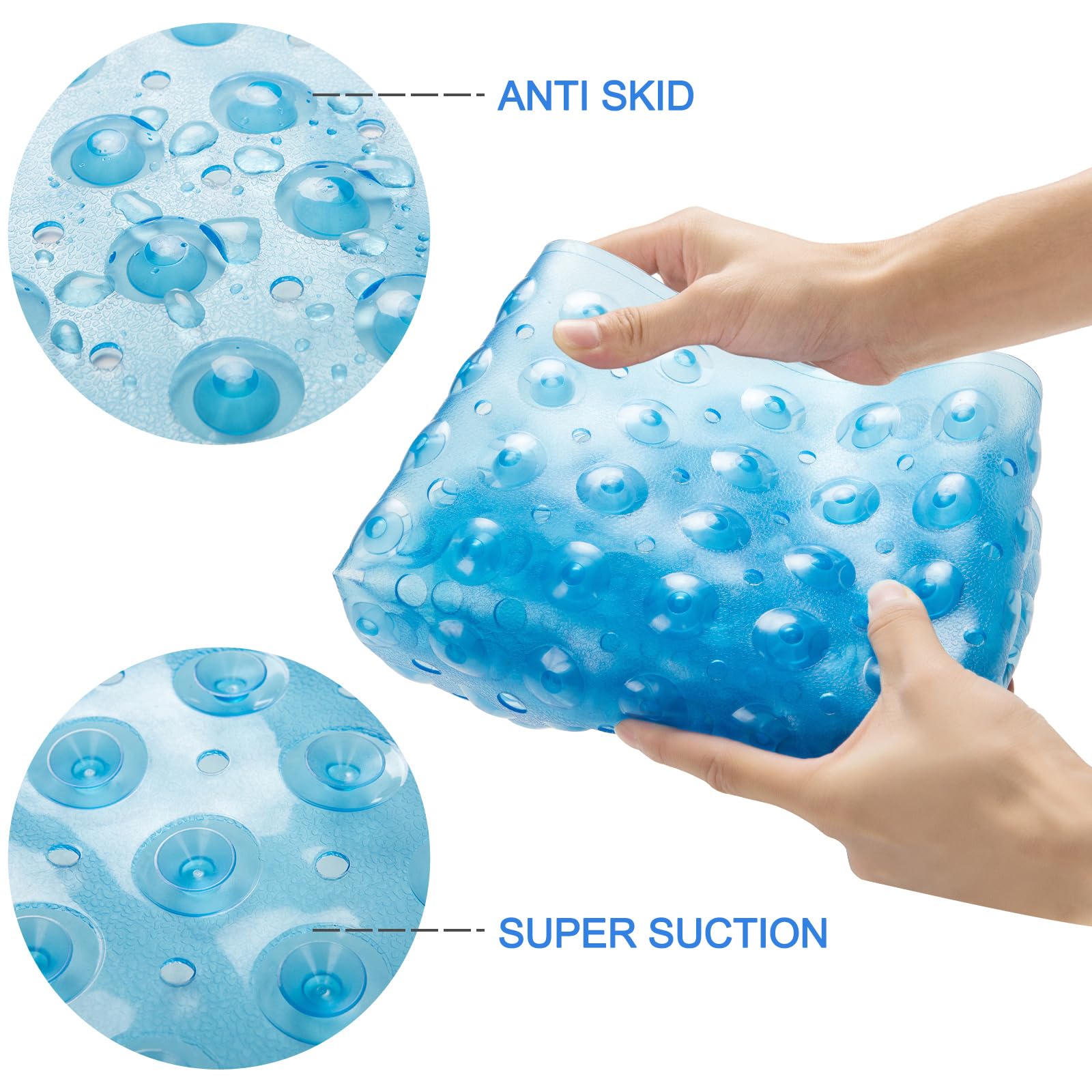 Amazerbath Bath Tub Mat, Medium Size 27.6 X 15 Inches Non-Slip Shower Mats With Suction Cups And Drain Holes, Bathtub Mats Bathr
