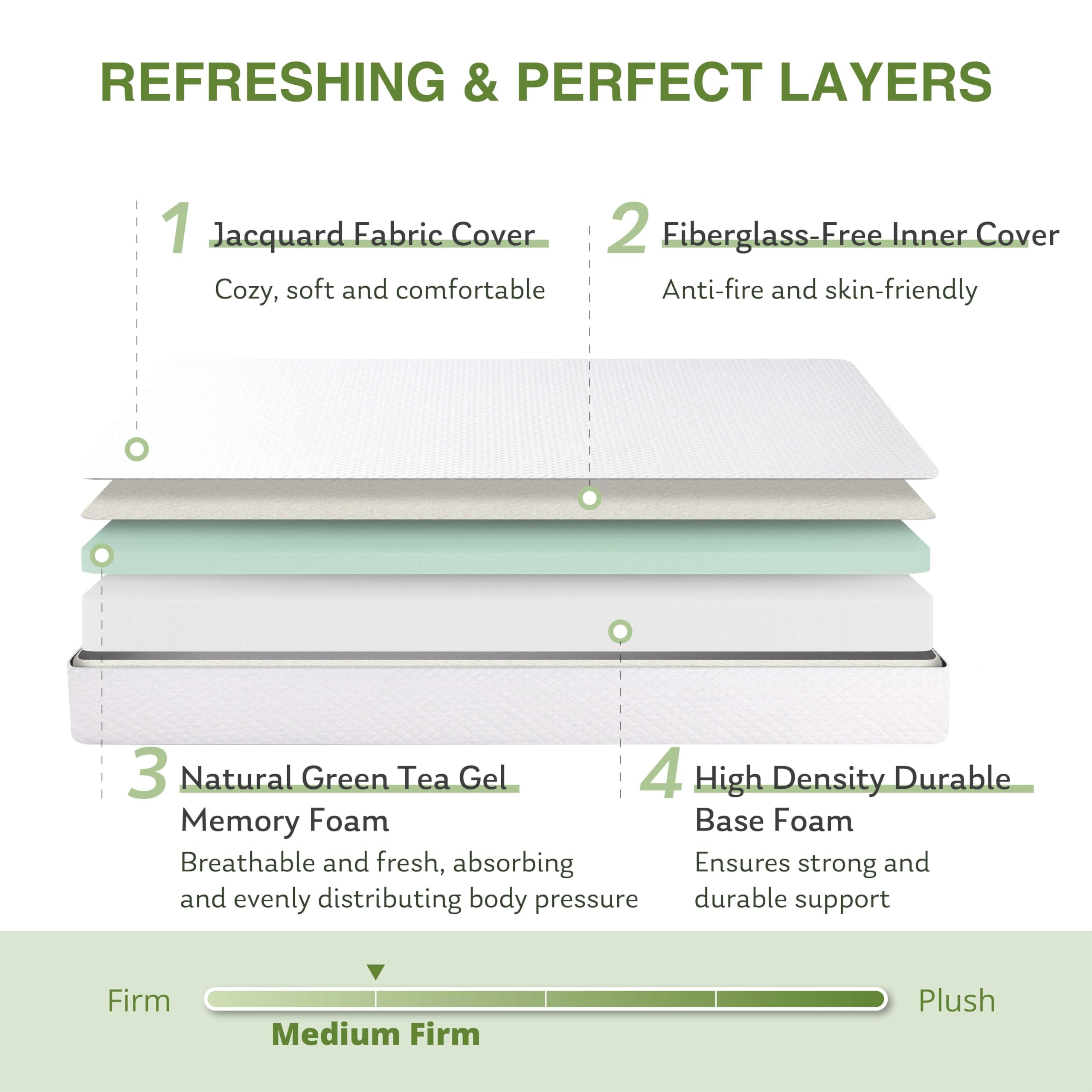 Egohome 5 Inch Full Size Mattress For Kids, Memory Foam Mattress With Cooling Green Tea Gel, Relieve Pressure With Medium Firm S
