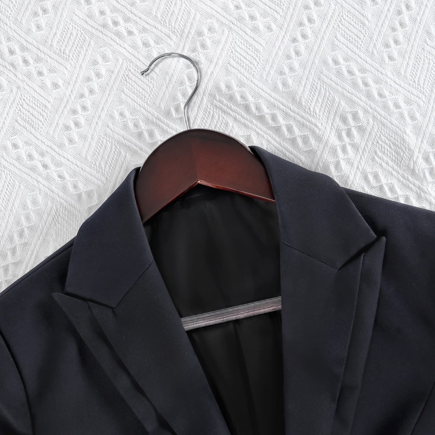 Topia Hanger Wooden Coat Hangers 30 Pack, Cherry Wood Suit Hangers With Non Slip Pants Bar, 360 Swivel Hook And Shoulder Notches