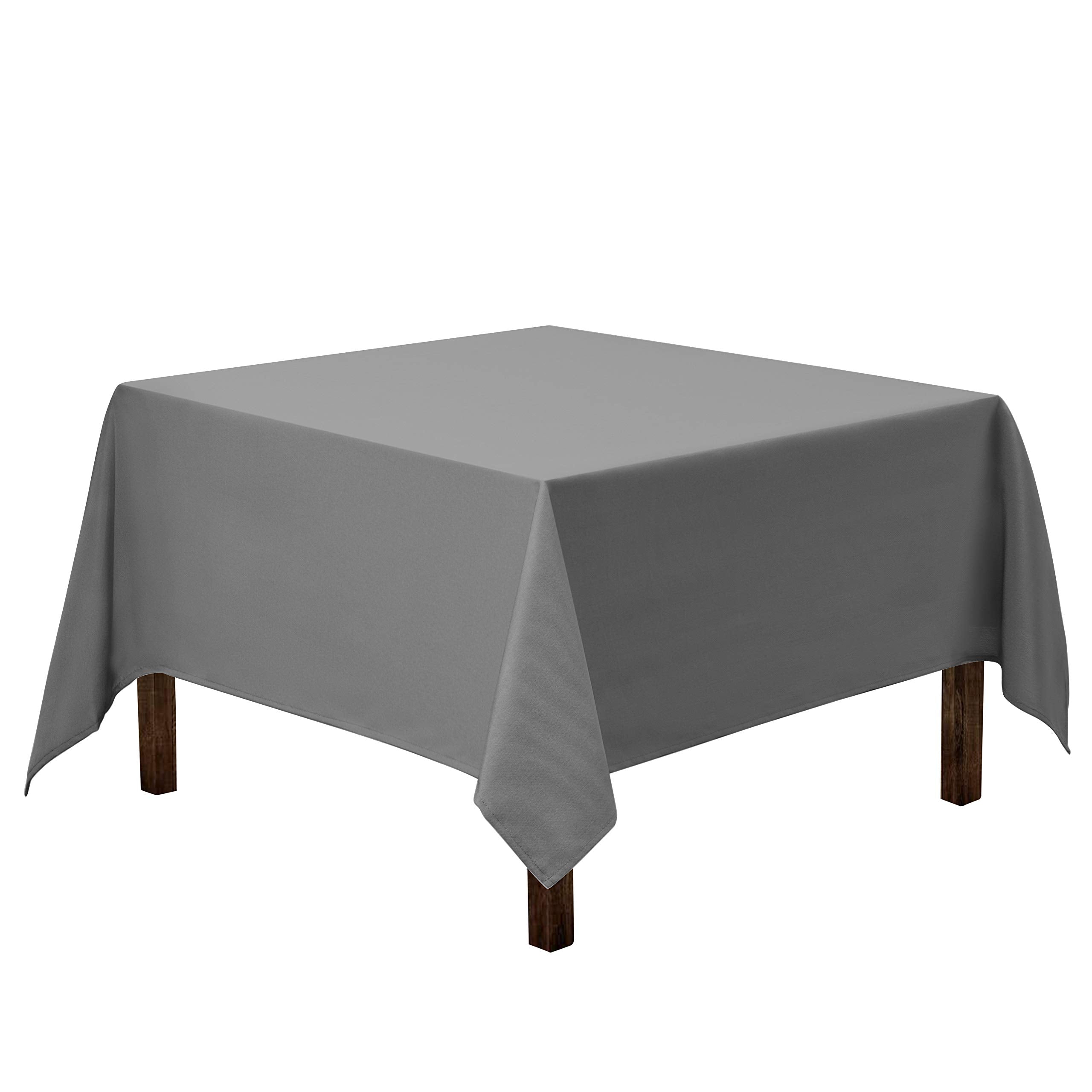 Gee Di Moda Square Tablecloth - 52 x 52 Inch Charcoal Table Cloth for Small Square or Round Tables - Heavy Duty Washable Fabric 