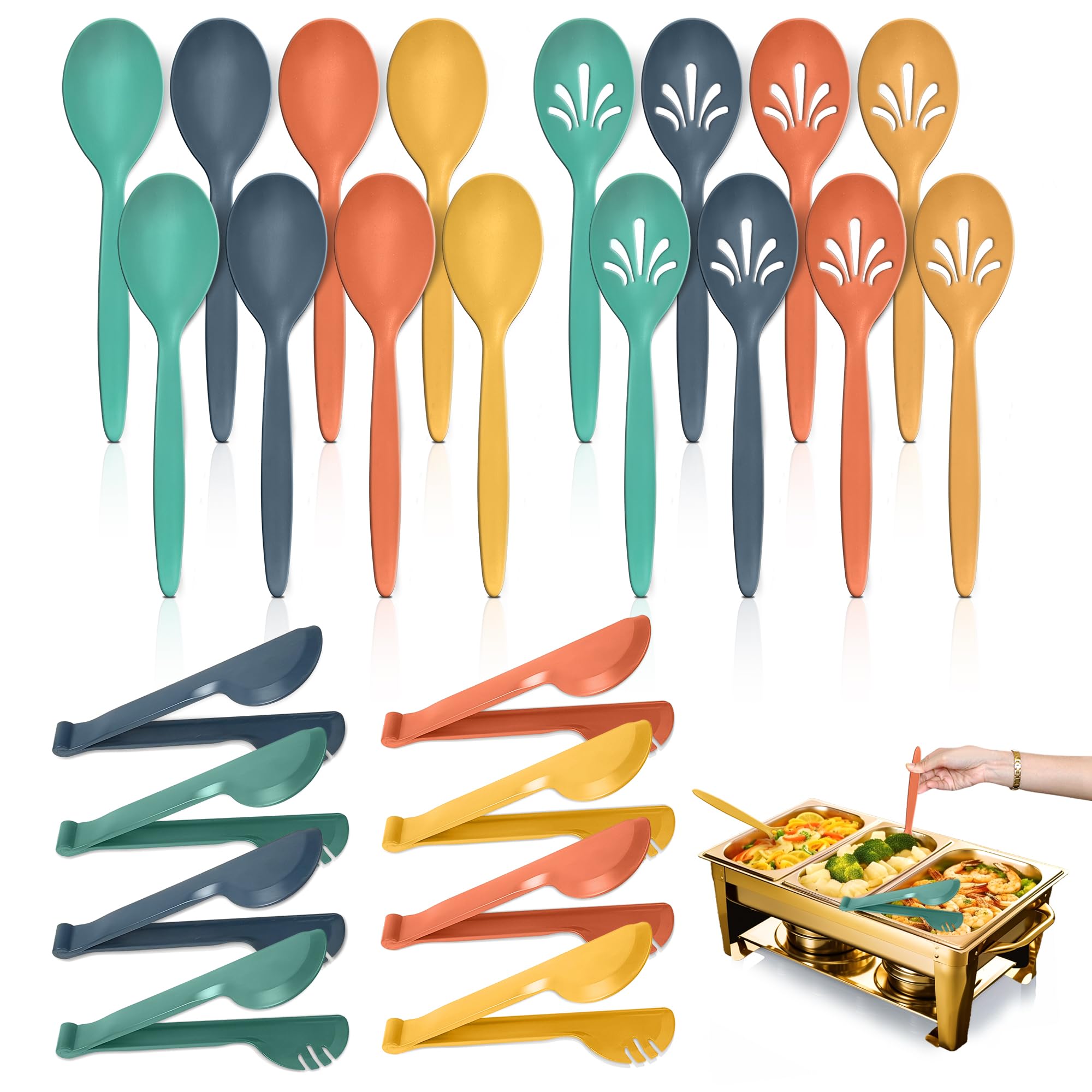 Reusable Plastic Serving Utensils Set Of 24 By Raypard, Wheat Straw Large Serving Set 10'' Serving Spoon/10'' Slotted Spoon/9.4'