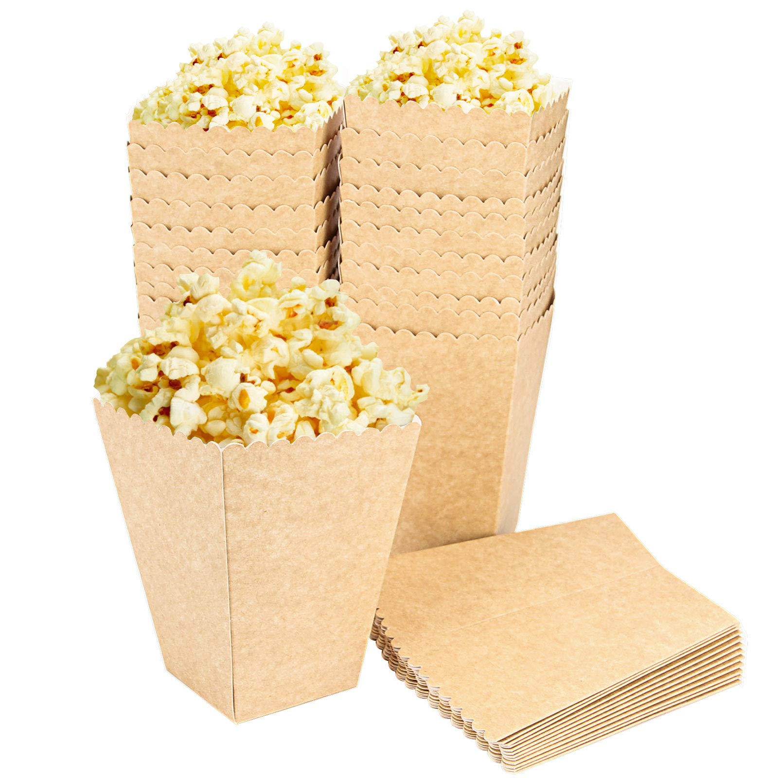 Hozeon 50 Pcs 20 Ounces Paper Popcorn Boxes, Reusable Popcorn Containers For Party Movie Nights Theatre Themed Cinema Birthdays