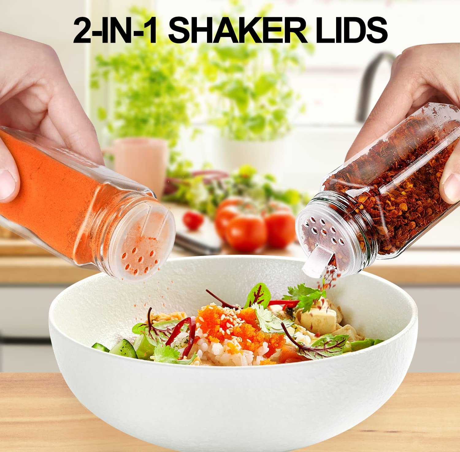 Aisiprin 24 Pcs Glass Spice Jars With 398 Labels, 4Oz Empty Square Spice Containers Seasoning Bottles - Shaker Lids, Funnel, Bru