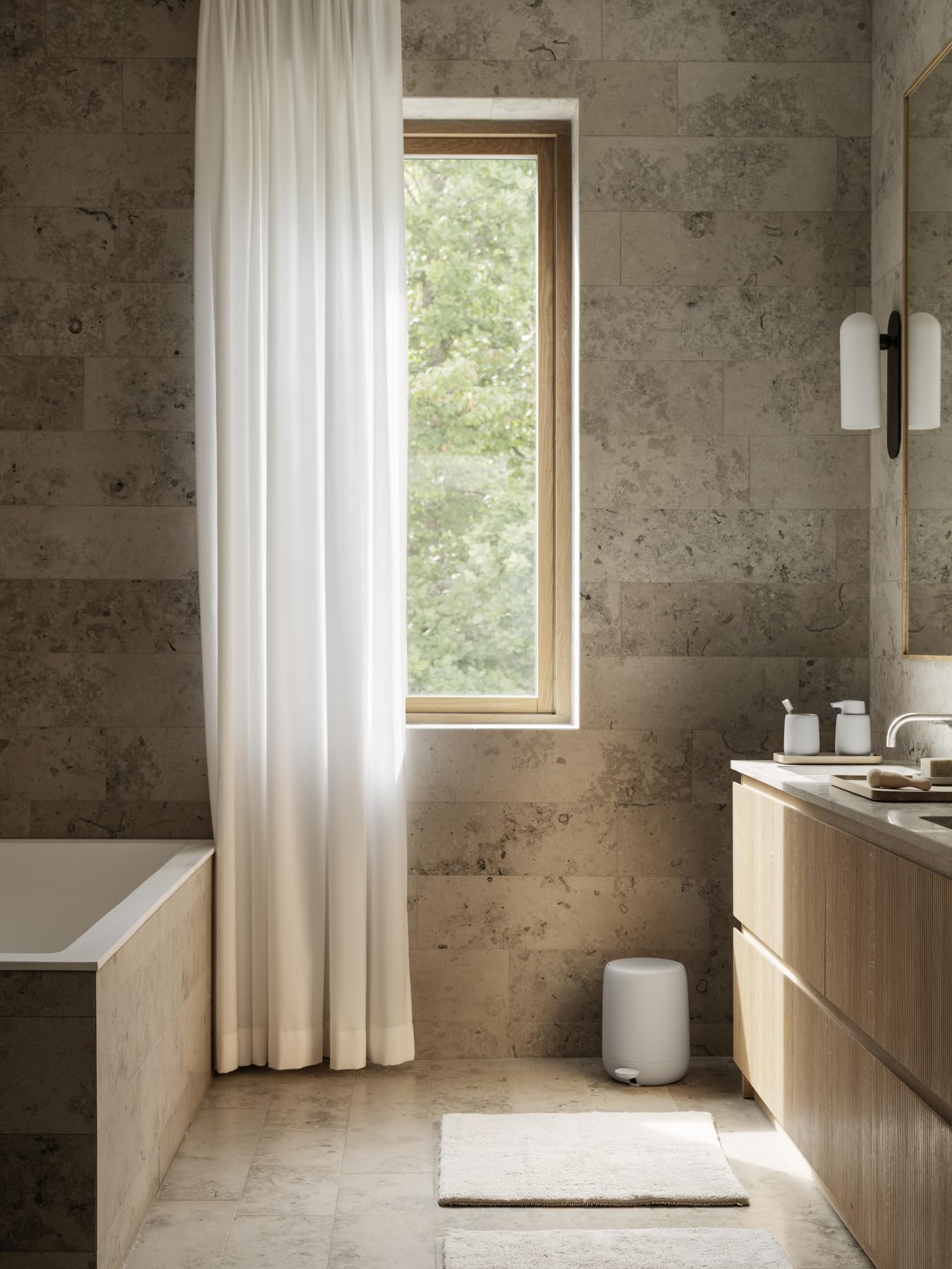 Blomus -Sono Pedal Bin With Soft Close, Waste Bin, Cosmetic Bin, Rubbish Bin With Pedal, Soft Close, Colour Moonbeam, Material P