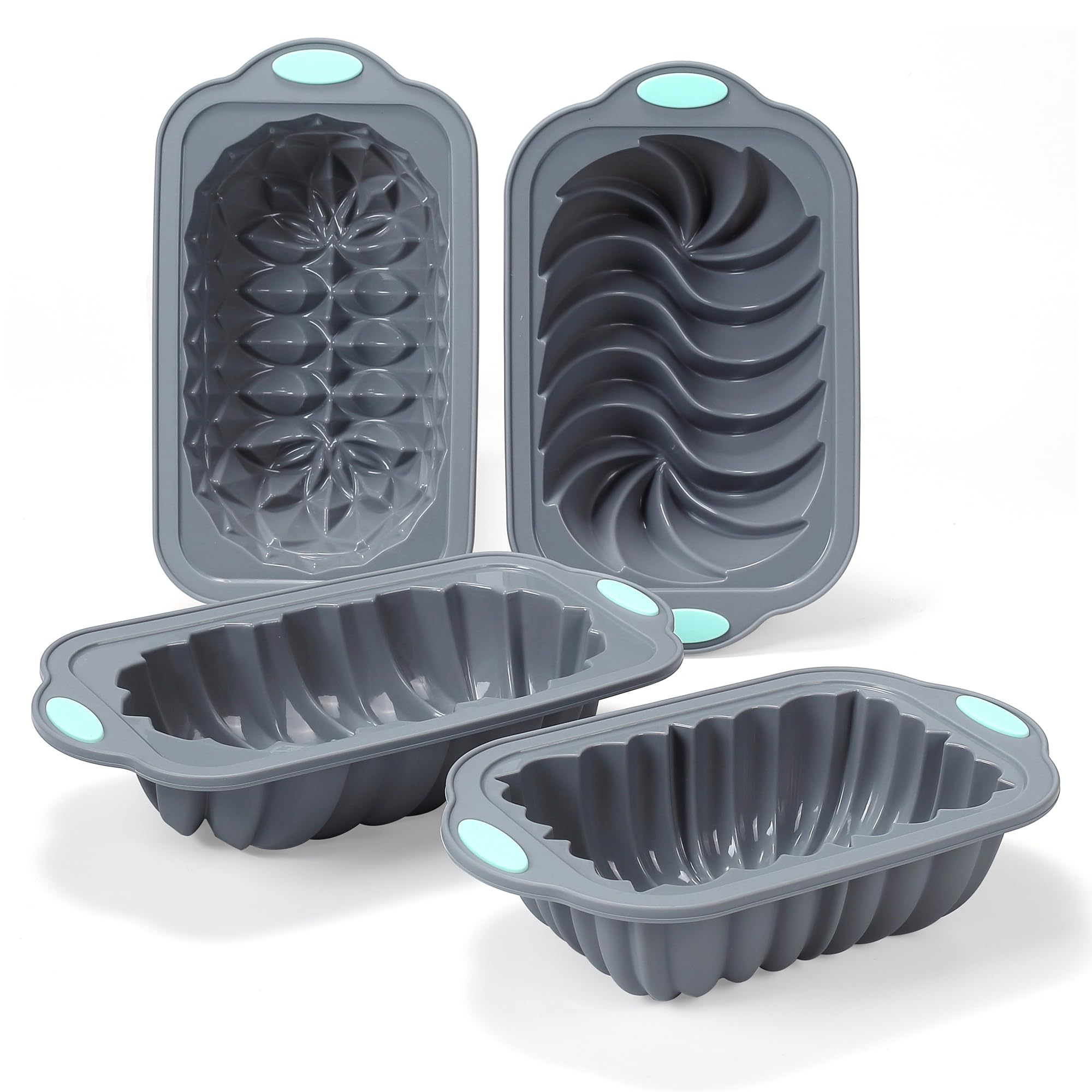 Tongjude 4 Piece Silicone Loaf Pan For Baking Bread, Non-Stick Kitchen Oven Bread Pan, Perfect For Banana Bread, Sandwich Bread,