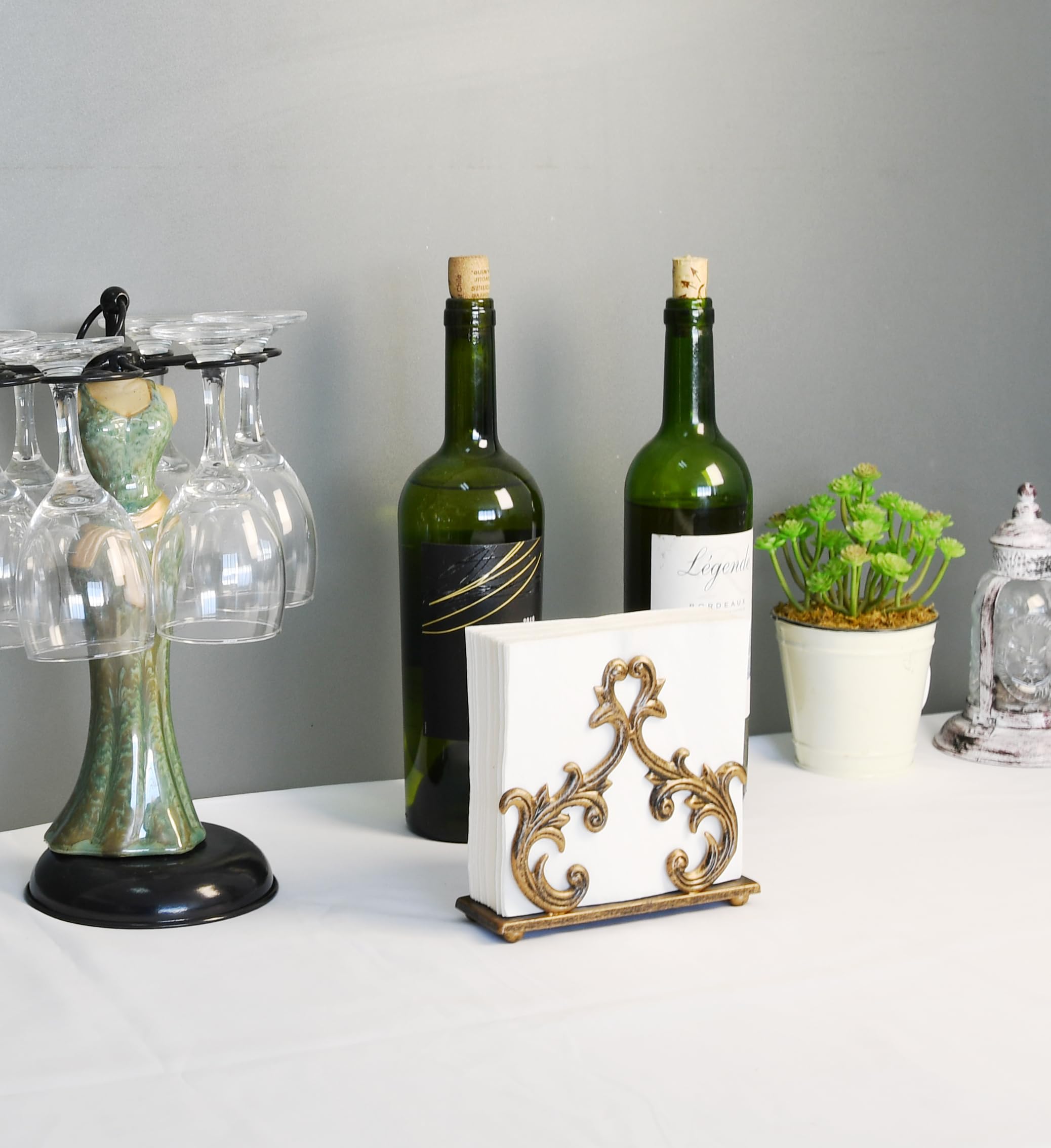 Bronze Metal Baroque Style Napkin Holder, Freestanding Barocco Tissue Dispenser, Baroque Napkin Tray Basket