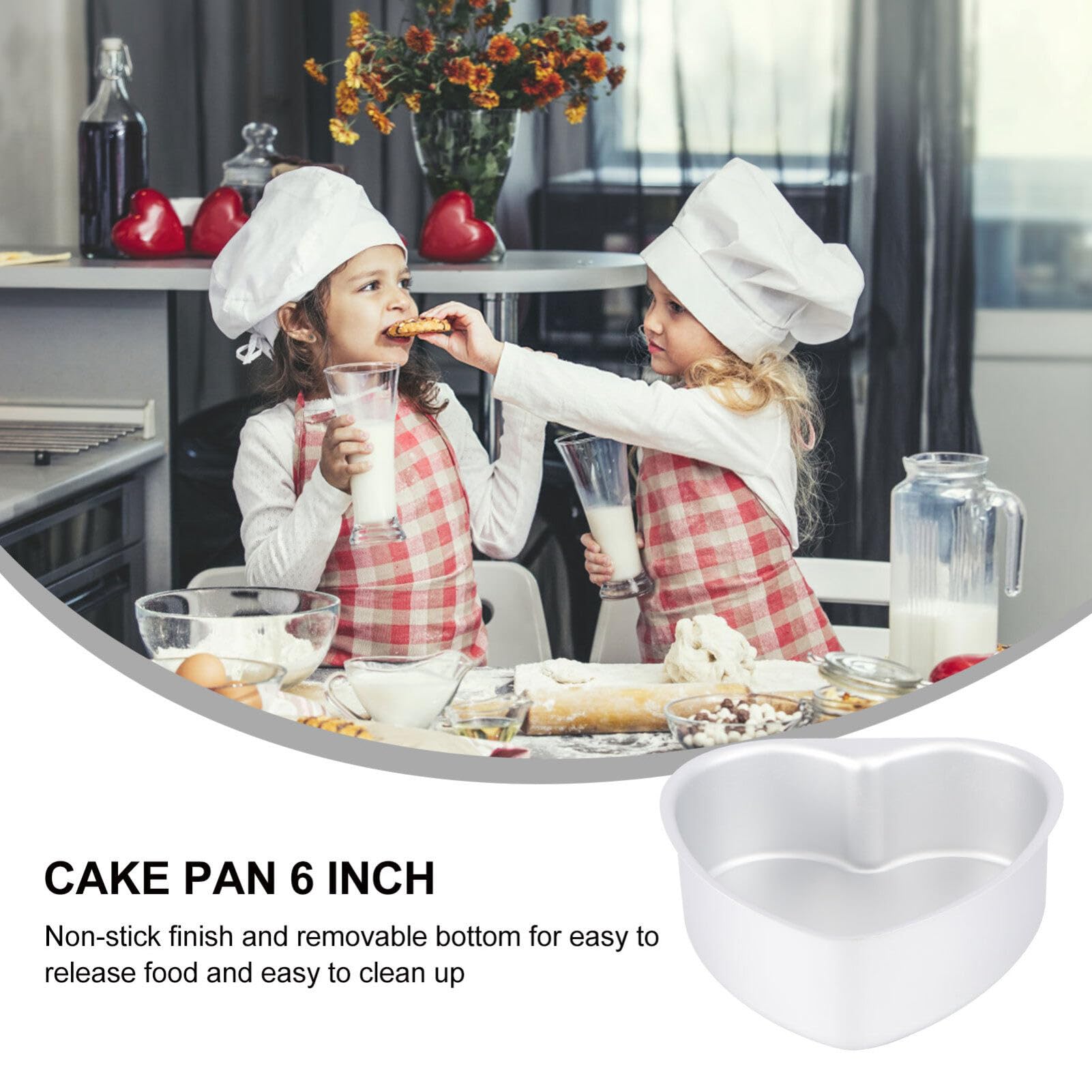 Bestonzon Aluminum Heart Shaped Cake Pans, 6Inch Baking Mold Tool With Removable Bottom, Cake Tin For Weddings, Parties