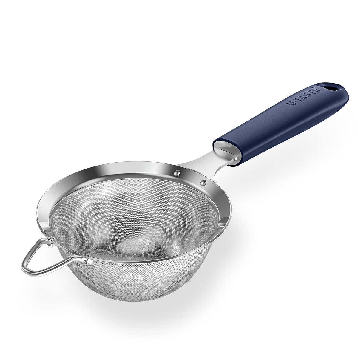 18/8 Stainless Steel Mesh Strainer: U-Taste 3.9 Inch Kitchen Fine Mesh Sieve Food Colander With Riveted Sturdy Silicone Handle A