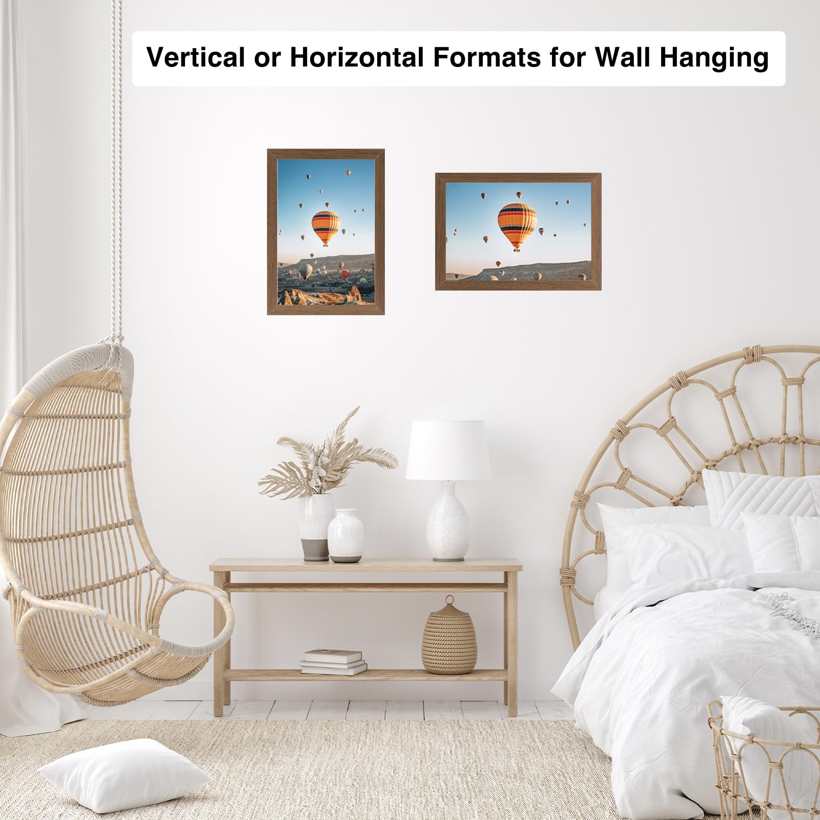 JCJMY 6x9 Picture Frame Brown for Wall Hanging or Tabletop, Wall Mounting Horizontally or Vertically, 6 x 9 Wall Gallery Poster