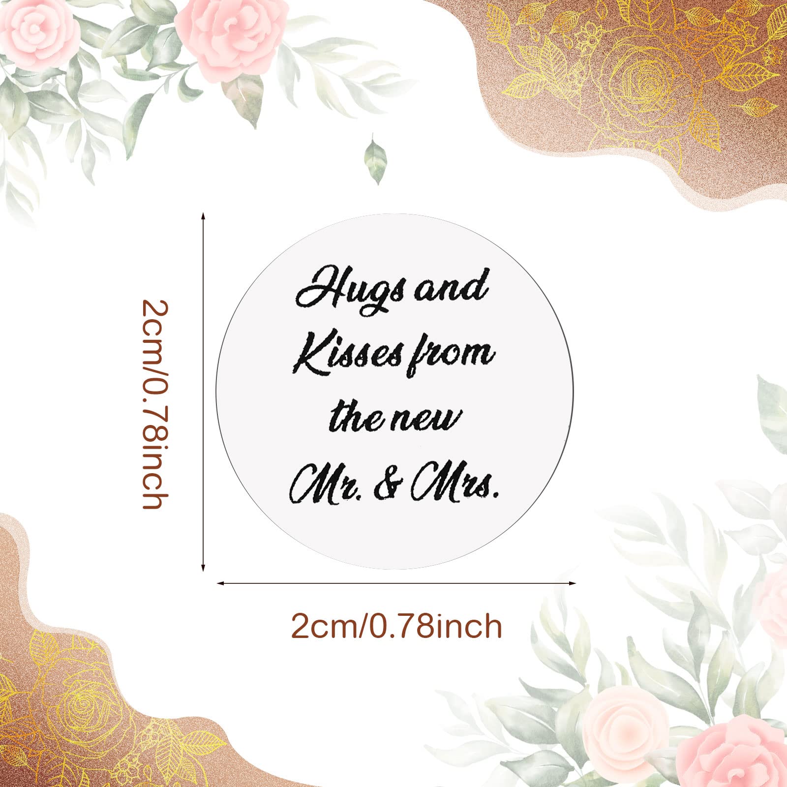 Laumoi 1000 Pcs Hugs and Kisses from The New Mr and Mrs Wedding Stickers  Chocolate Drops Labels Stickers Candy Stickers 0.75 Inch for Weddings Engagement Party Favors Decorations (White Basic)