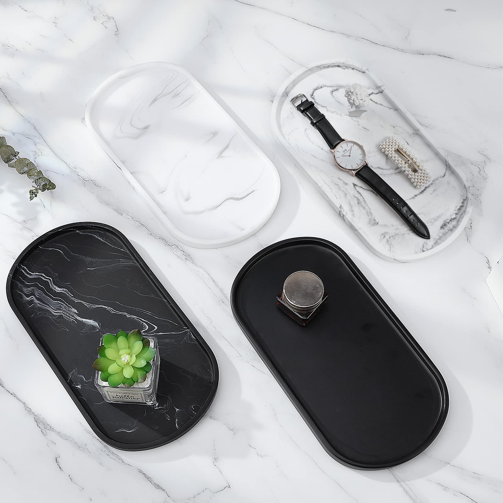 Luxspire Vanity Tray, Toilet Tank Oval Storage Tray, Resin Soap Tray Bathtub Tray, Bathroom Countertop Organization, Vanity Orga