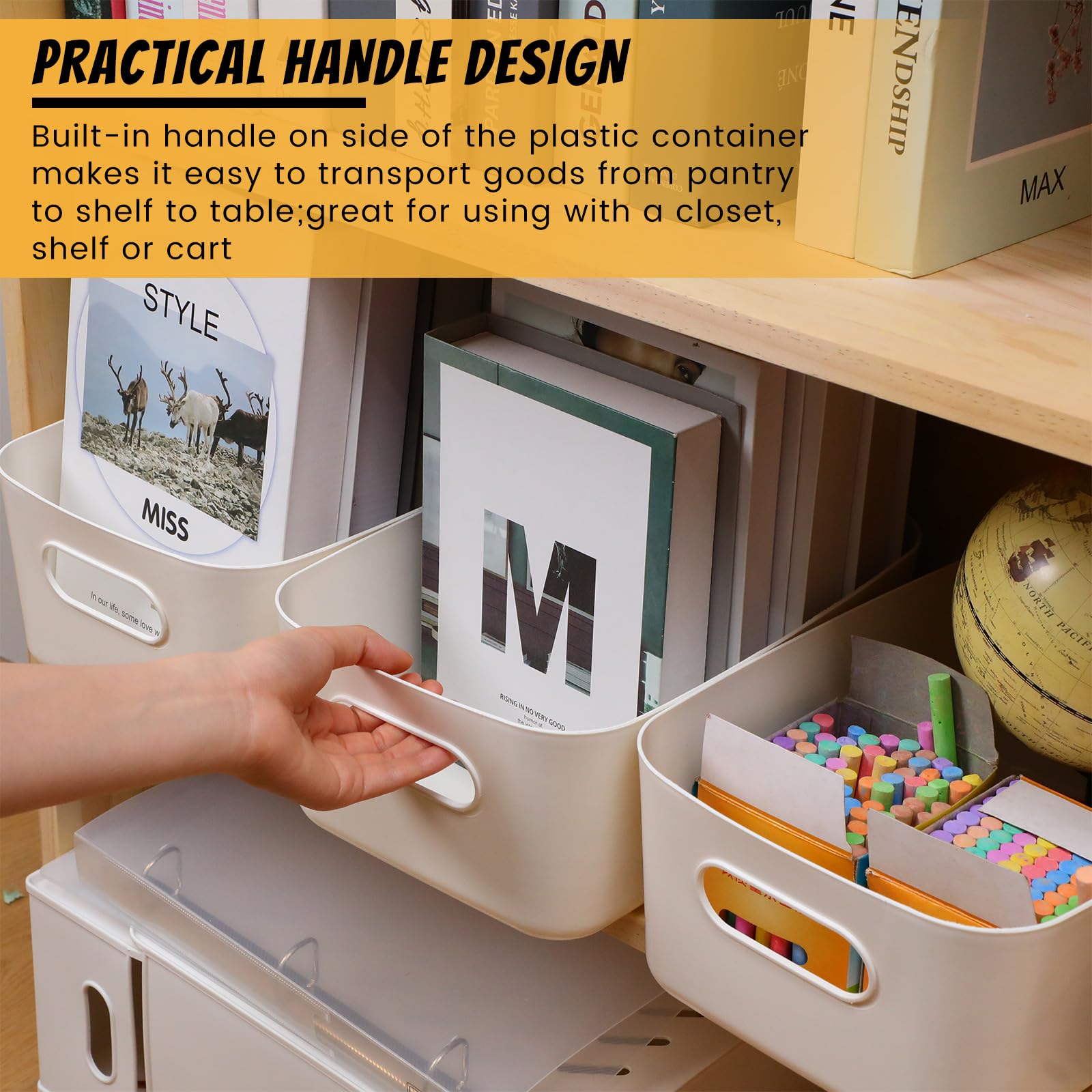 Zopeal Plastic Storage Bins 10 Pcs White Storage Bin Pantry Organizer Bins Small Storage Baskets Storage Containers For Home(12