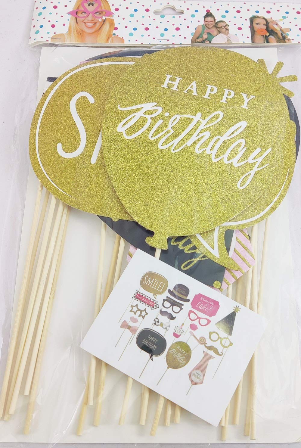 FunBlast Happy Birthday Party Decorations for Selfie, Birthday Decoration Party Photobooth Props (Pack of 12)