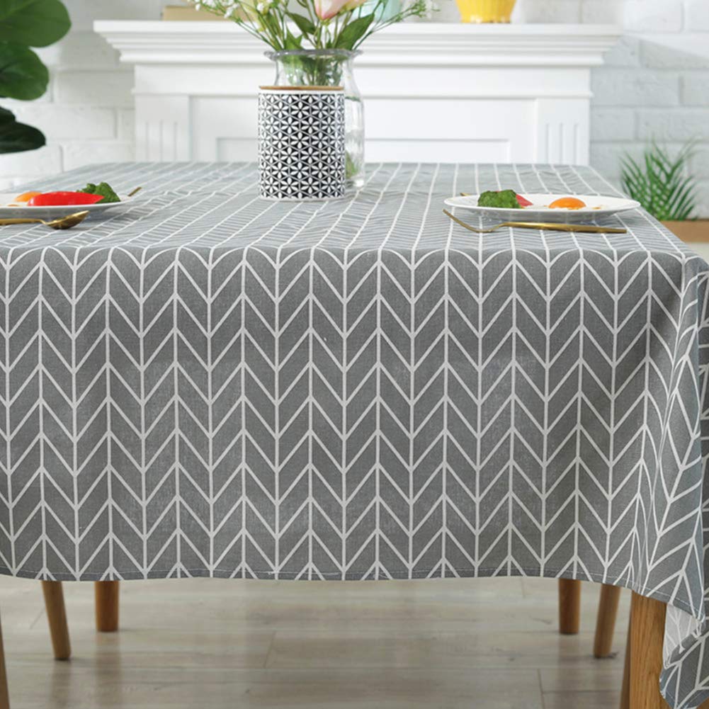 meioro Tablecloths Rectangle Linen Table Cloth Newest Design Cotton Hotproof Table Linens for Indoor and Outdoor (Grey  55'' x 86'')