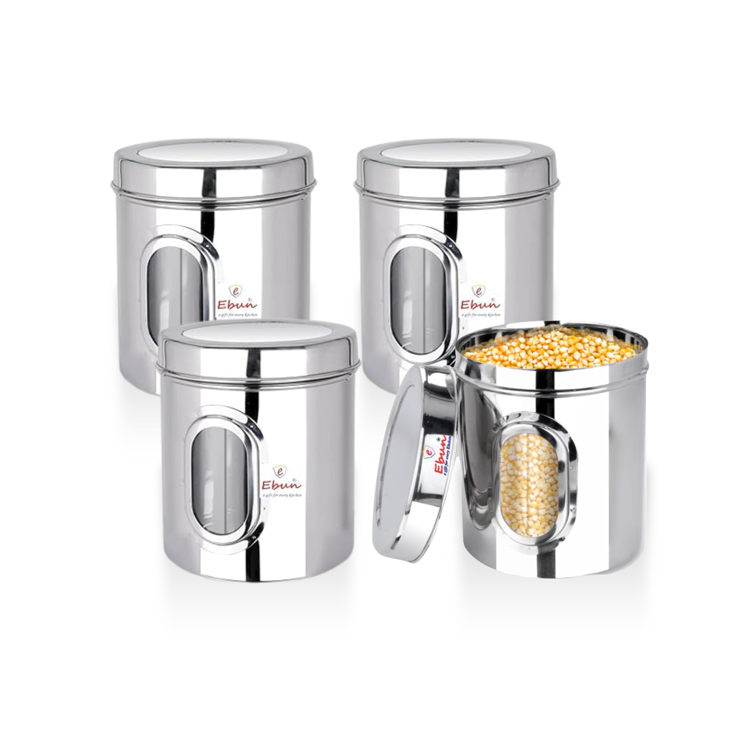 Ebun Heavy Gauge Stainless Steel Multipurpose See Through Containers | Air Tight Canisters For Kitchen Storage | Ubha Dabba | Tr