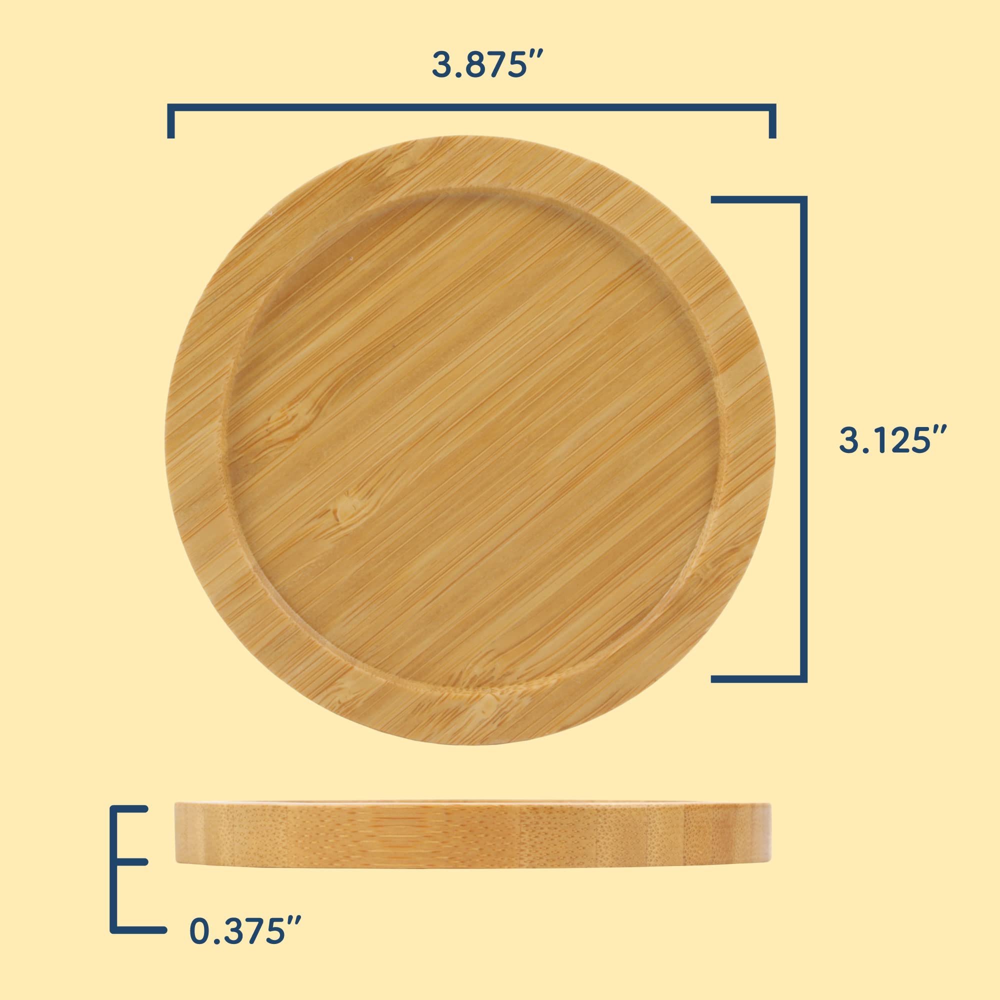Bamboomn Heavy Duty 100% Eco-Friendly Natural Bamboo Coasters - 3.75'' - Round - 10 Piece Coaster Set