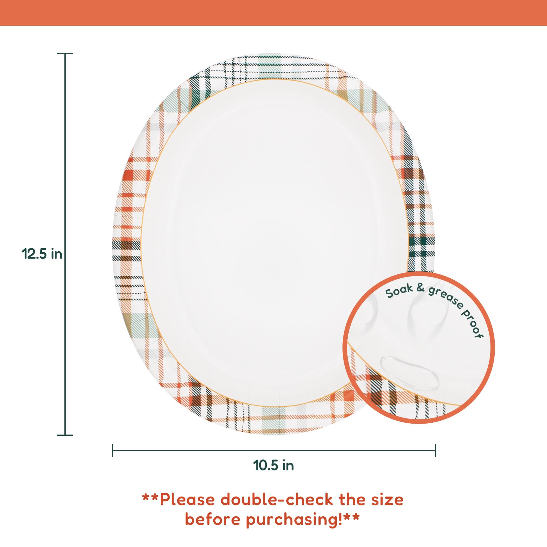 yesbox 150 Pack Oval Paper Plates 12.5 x 10.5 inch - Soak & Grease Proof Disposable Dinner Plates - Heavy Duty Large Paper Platt
