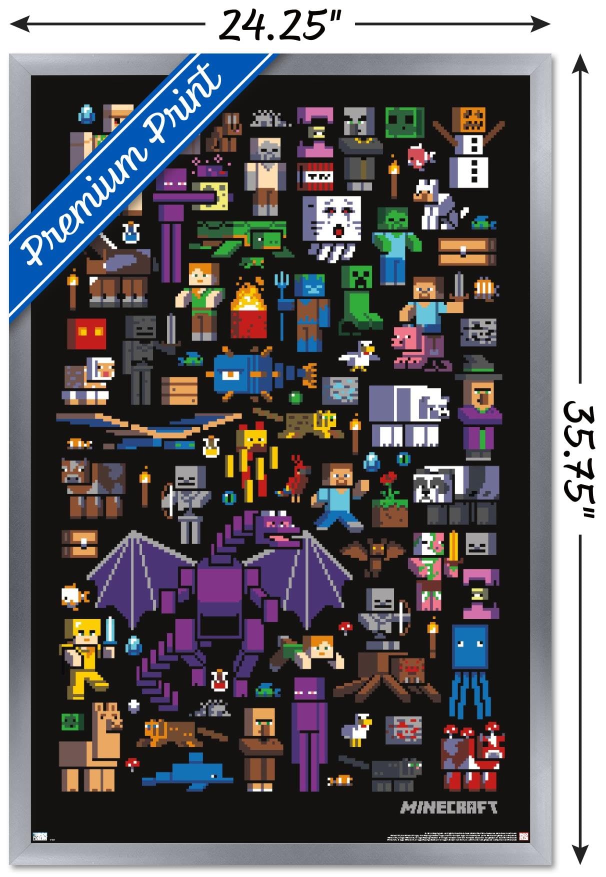 Trends International Minecraft - Mobbery Wall Poster, 22.375'' X 34'', Silver Framed Version