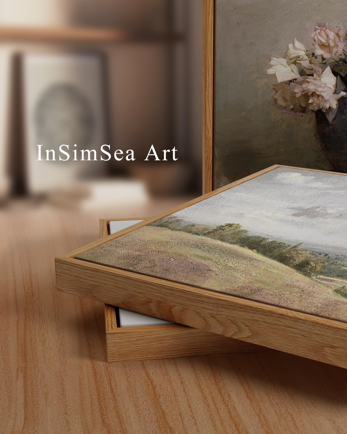 InSimSea Framed Flower Canvas Wall Art Prints Decor  Vintage Floral Rustic Decorations for Living Room  Farmhouse Wall Decor for Living Room Bedroom 24x36inch