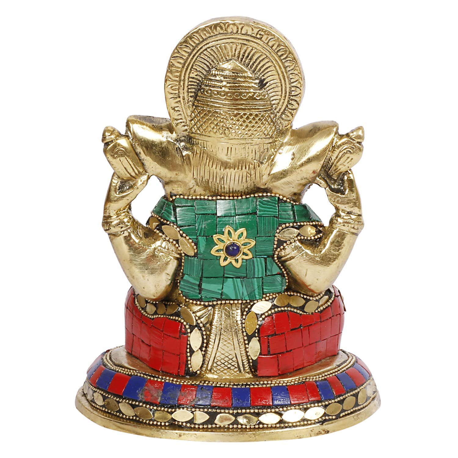 Kartique Brass Ganesh Bhagwan Idol Ganesha Statue Ganpati Murti On Round Asan For Home Entrance Decor Diwali Gift Ganesha With L