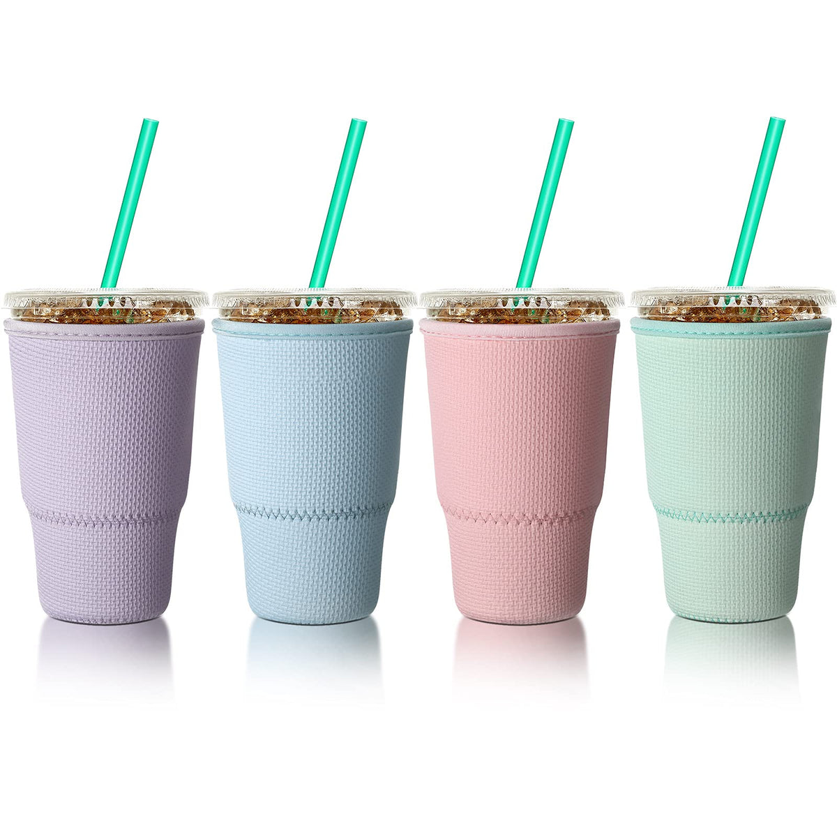 Honeydak 4 Pieces Reusable Coffee Sleeves Cup Sleeve Cup Insulator Bottle Sleeves For Iced Coffee Cold Drinks Beverages, Fits 30