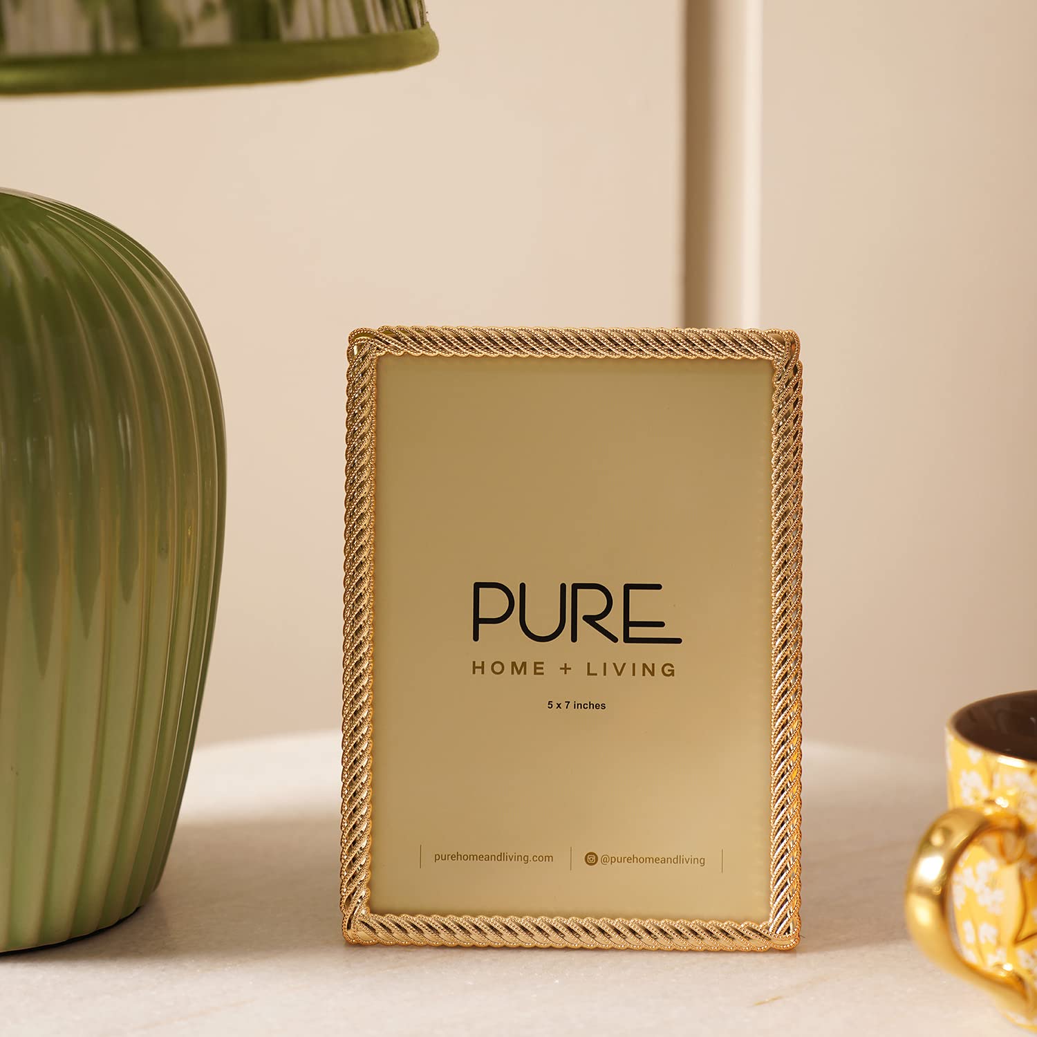 Pure Home + Living Aura Rose Gold Plated Photo Frame, Tabletop Photo Frame,Decorative Picture Frames For Home Dcor, Office Desk,