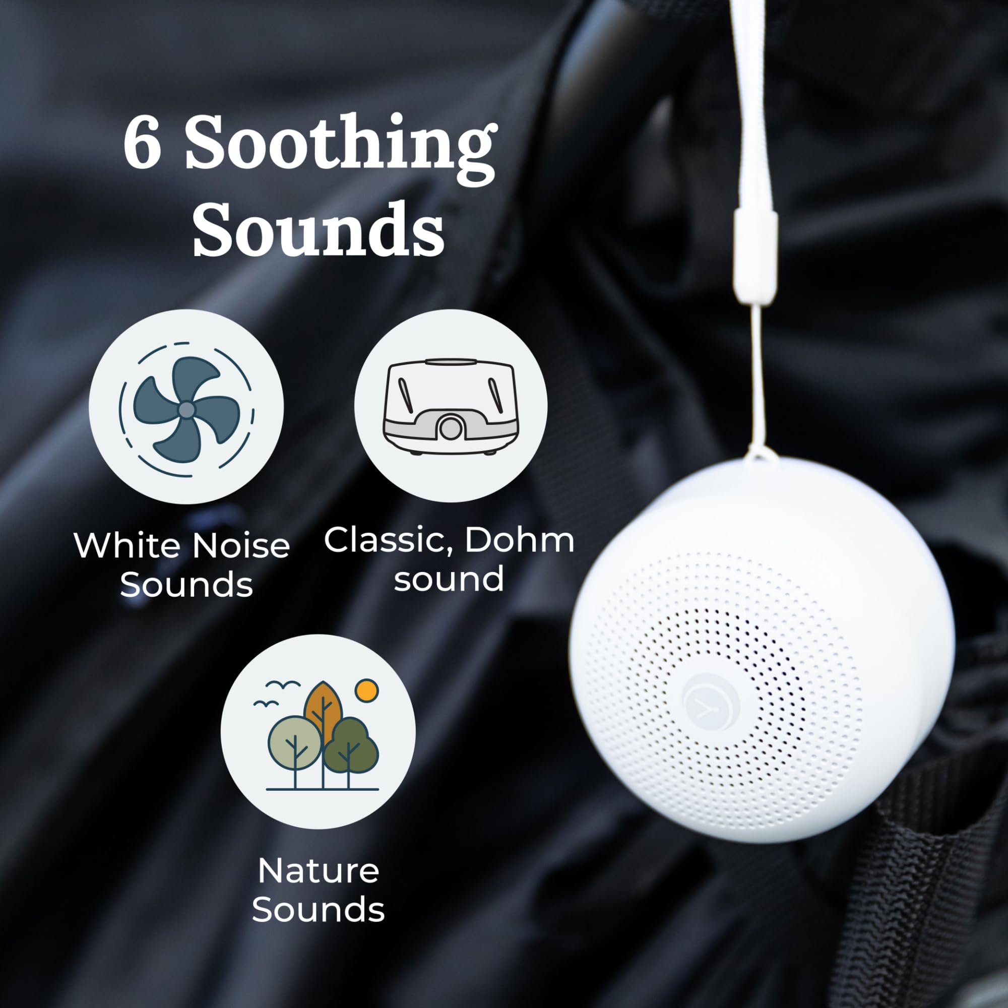 YOGASLEEP Travel Mini White Noise Machine | 6 Sounds, Soft Light | USB Rechargeable, Compact Design for Adults & Babies