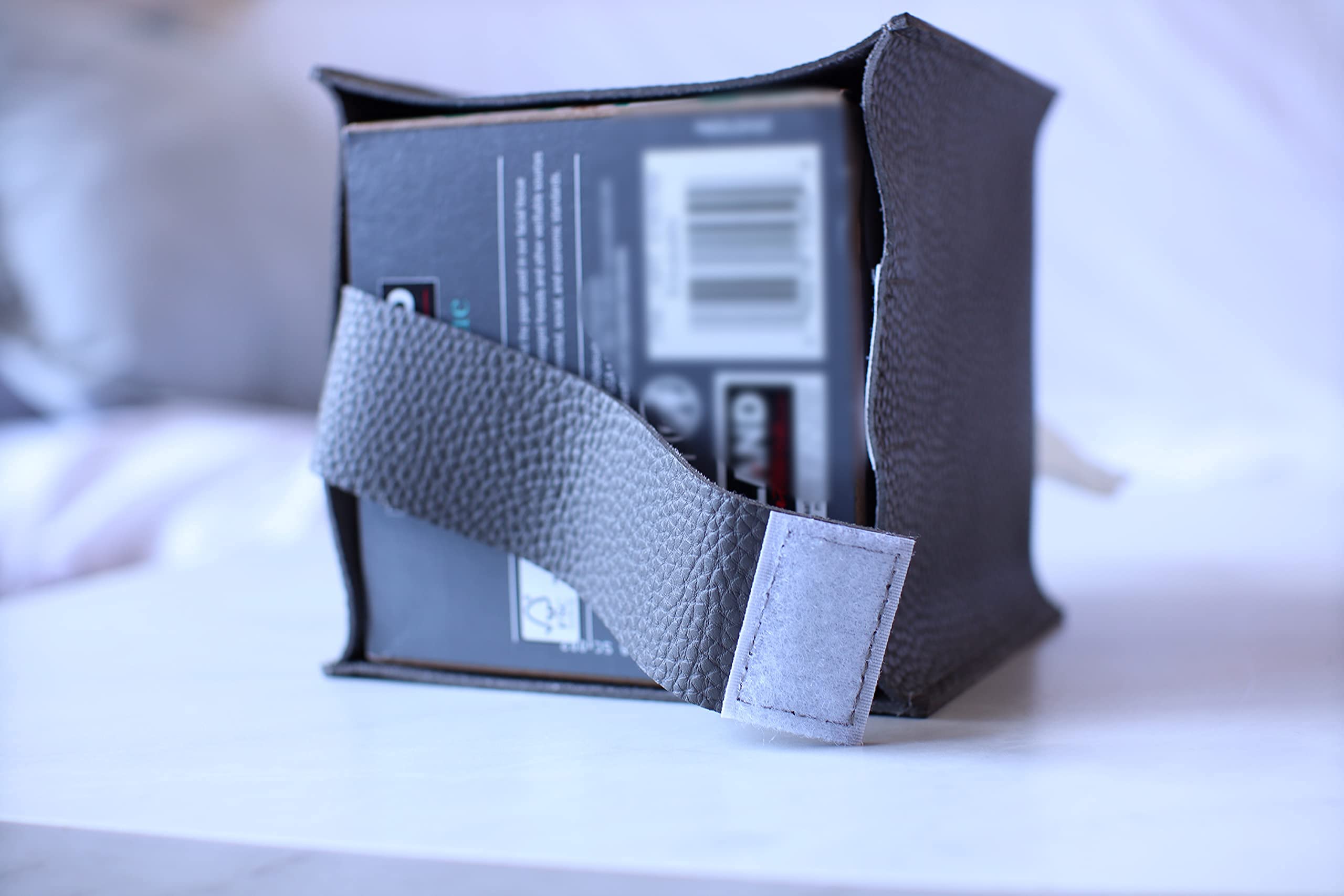 Tissue Box Cover Holder, Square With Bottom Belt By Carrot'S Den - Pu Leather Decorative Organizer For Tabletop, Bathroom, Car,
