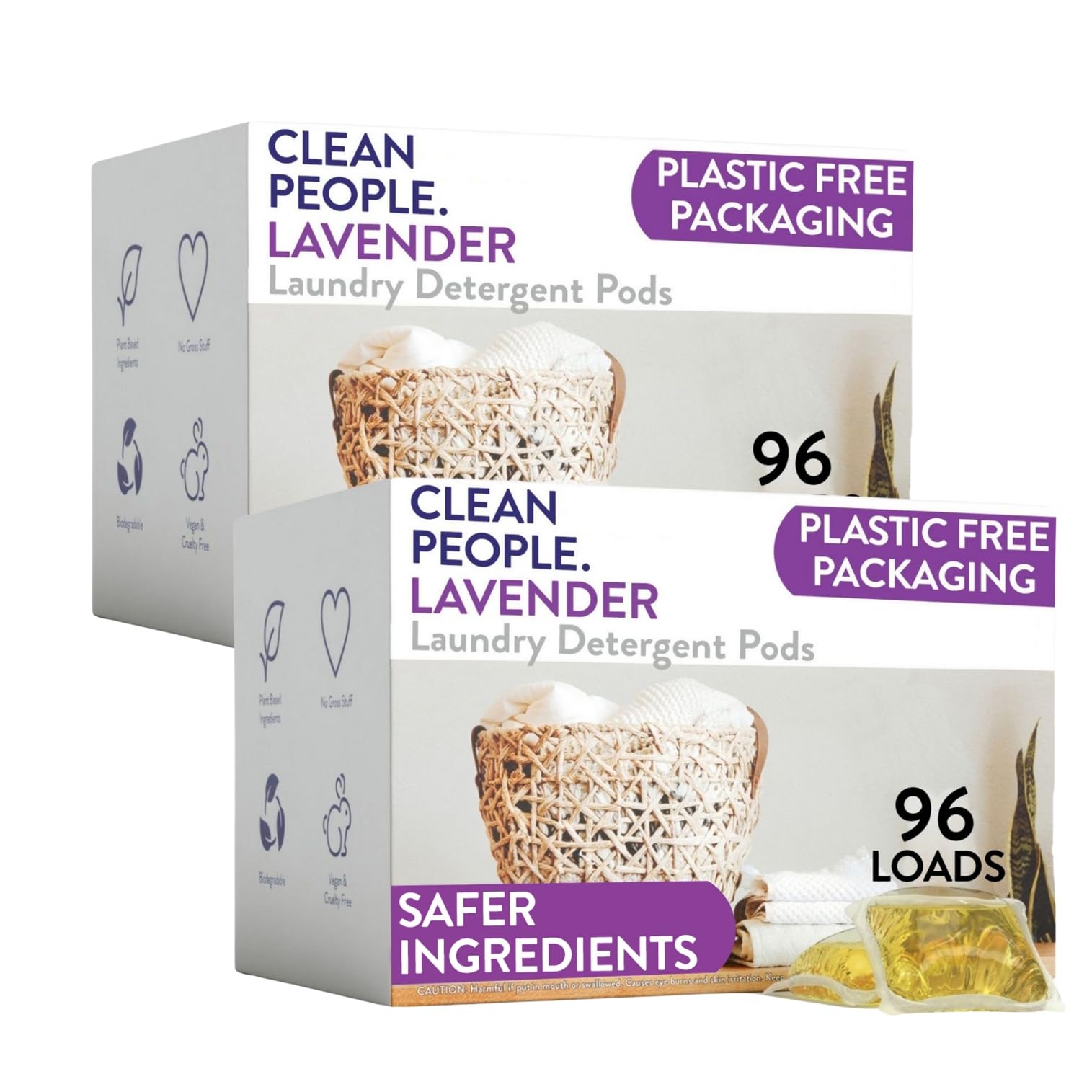 Clean People Laundry Detergent Pods - Plant-Based, Hypoallergenic Laundry Pods - Ultra Concentrated, Plastic Free, Recyclable Pa
