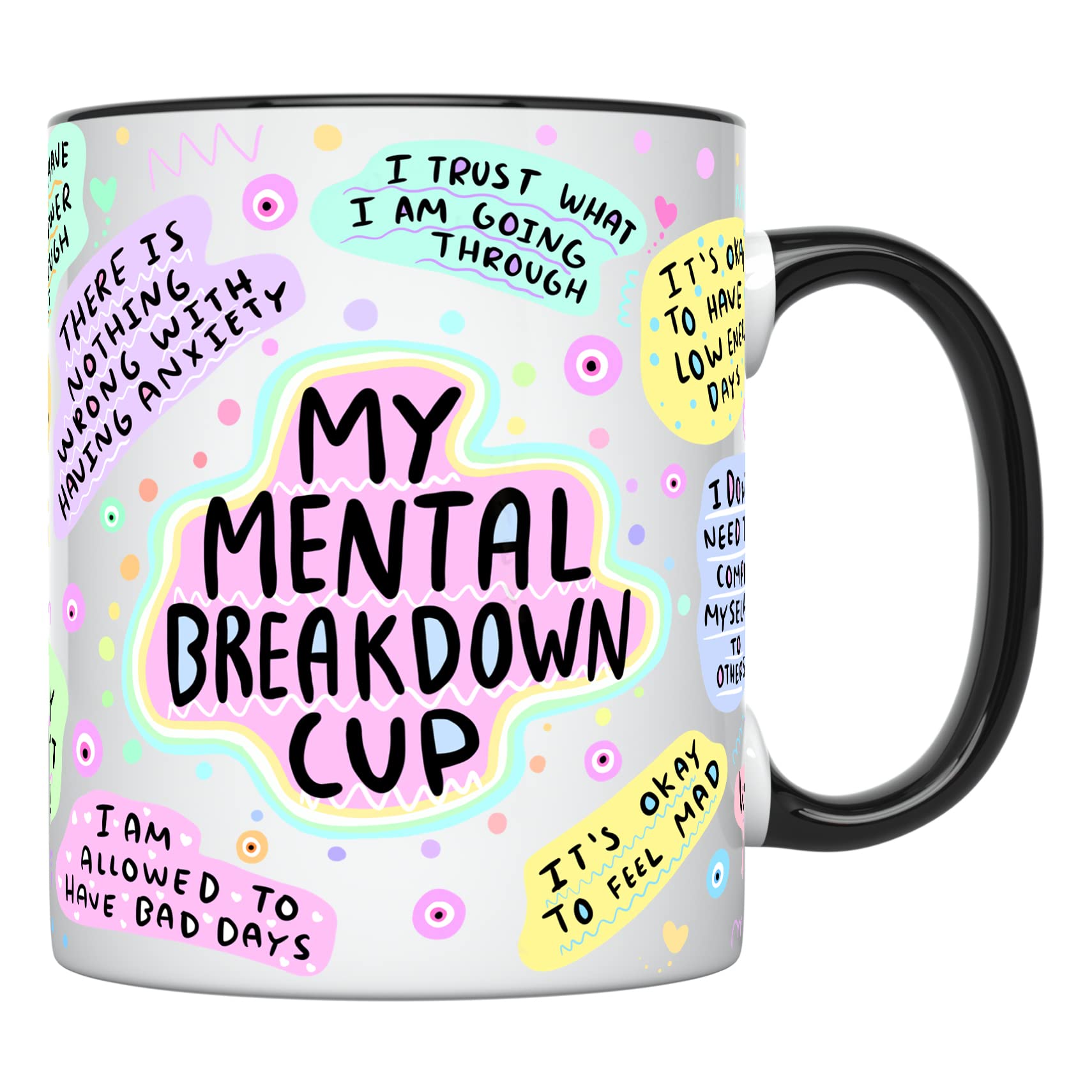 YouNique Affirmation Coffee Mug - Daily Affirmations, 11 Oz, Black Handle Self Care Inspirational Gift
