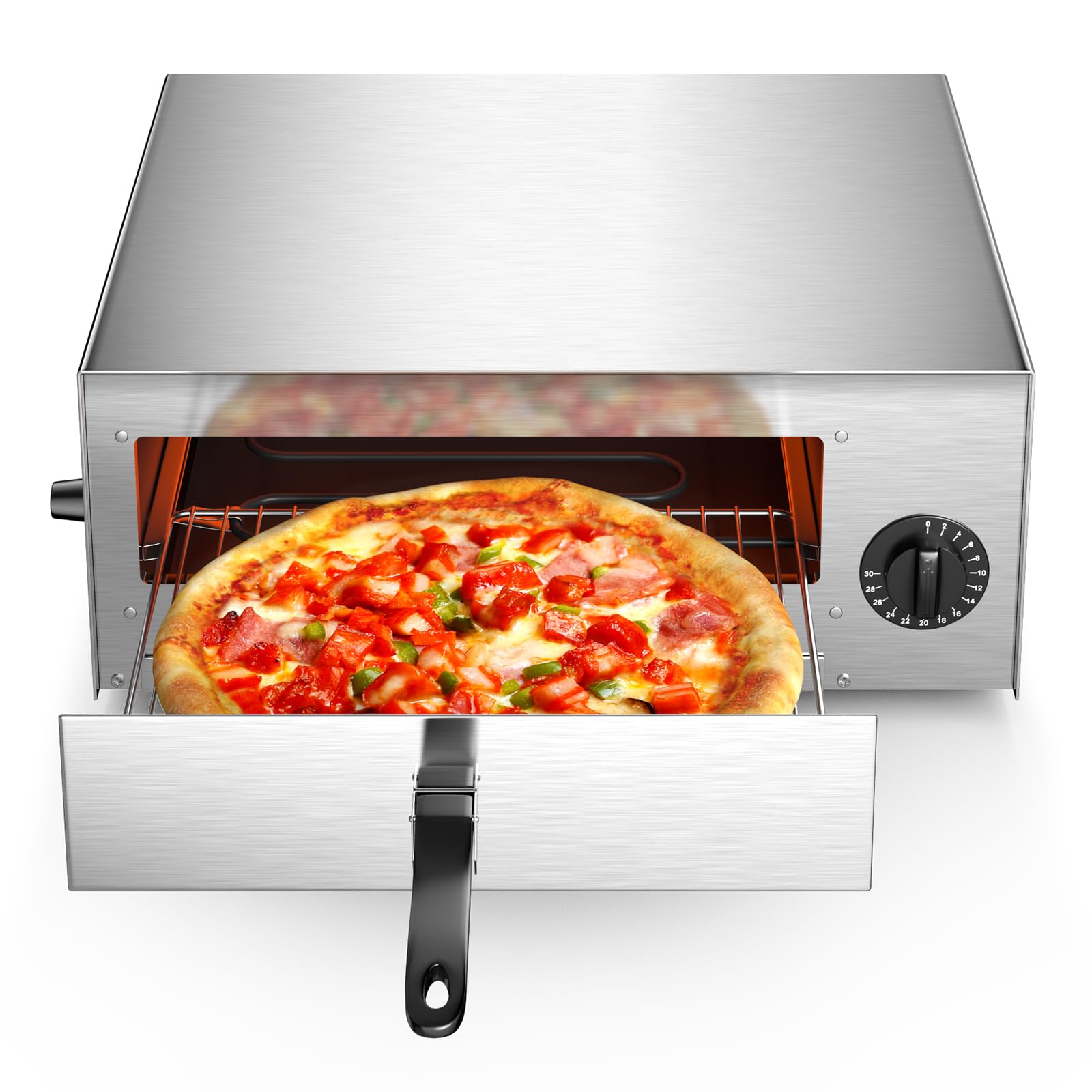 SIMOE Electric Pizza Oven,Indoor Pizza Oven with Handle & Removable Tray and 30mins Timer, Multifunctional Countertop Maker up t