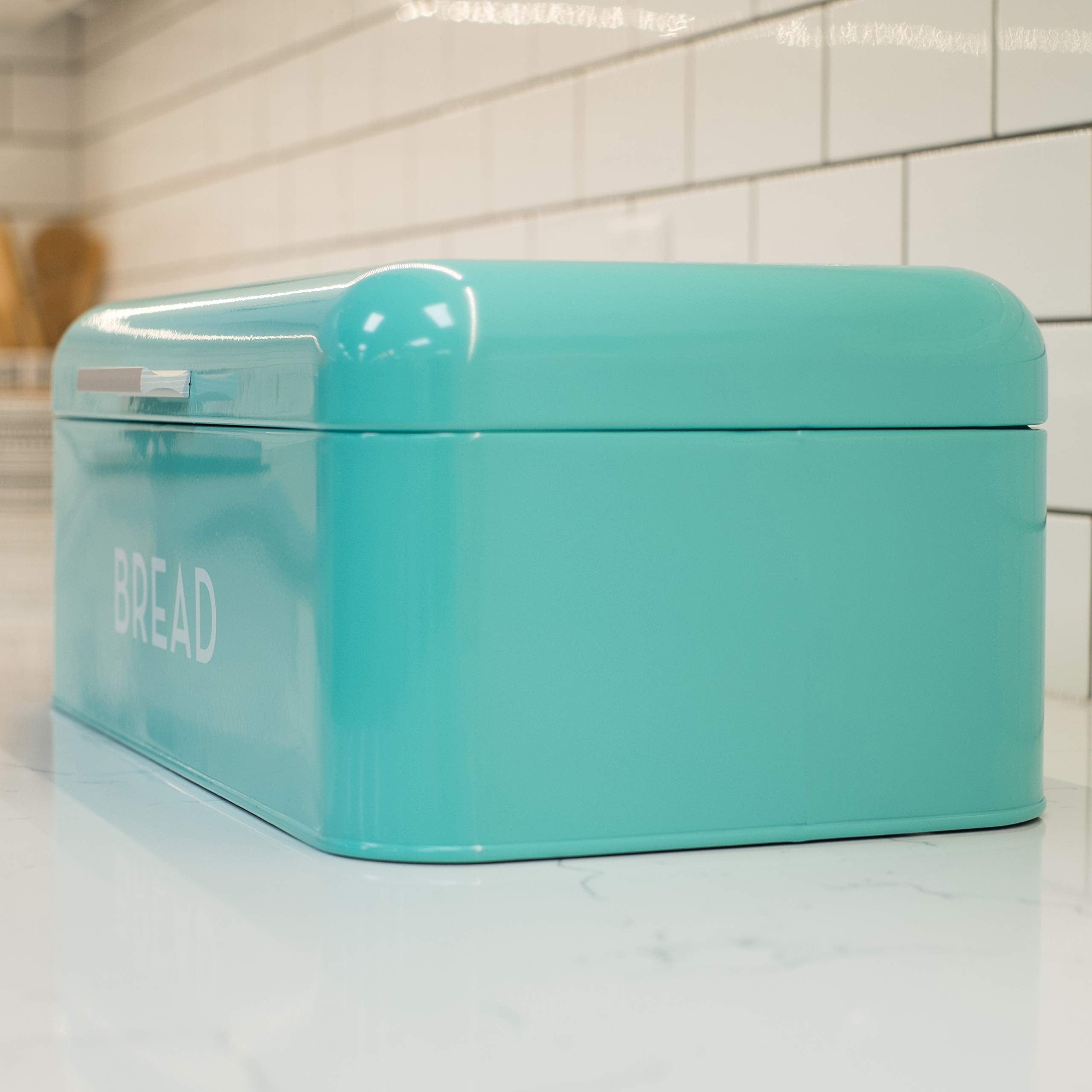 Now Designs Metal Bread Storage Bin, Turquoise, 16X9X65 Inches