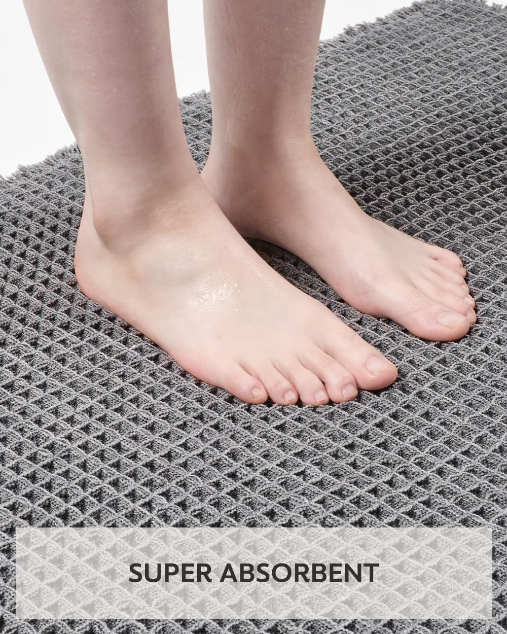Tchdio Waffle Bath Mat Rug, Super Absorbent Non Slip Bath Mats For Bathroom Mat Ultra Soft Bathmat Machine Washable Bathroom Rug